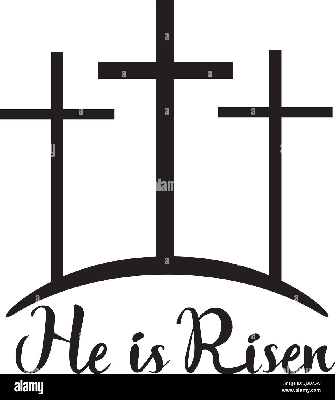 Illustration vectorielle de lui est ressuscité, trois croix. Illustration de Vecteur
