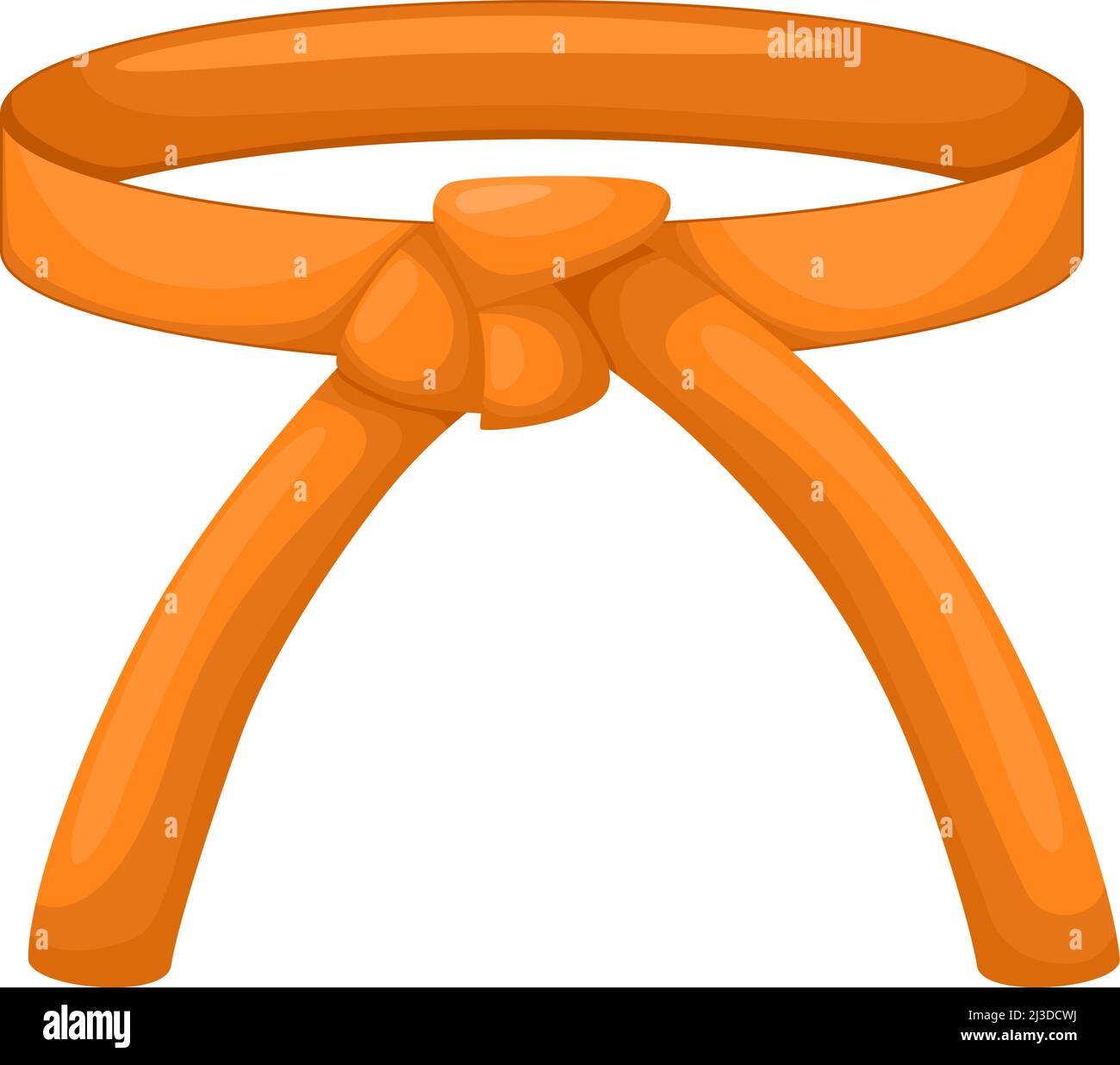 Courroie de karaté de couleur orange isolée sur fond blanc. Design emblématique de l'art martial japonais dans un style plat. Illustration vectorielle. Illustration de Vecteur