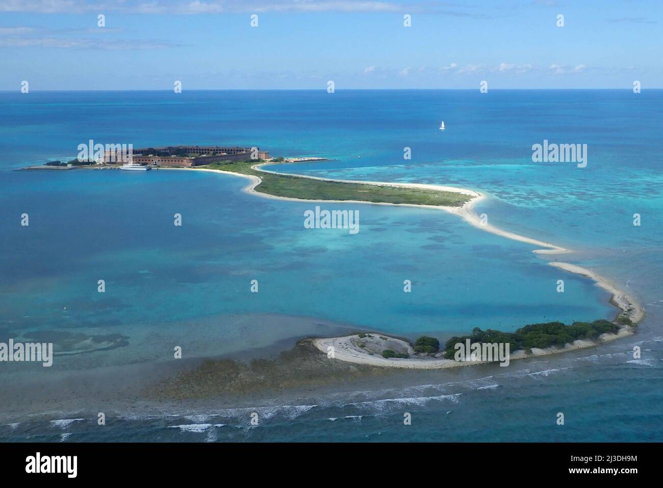 Vue aérienne du parc national Dry Tortugas, Floride, États-Unis Banque D'Images