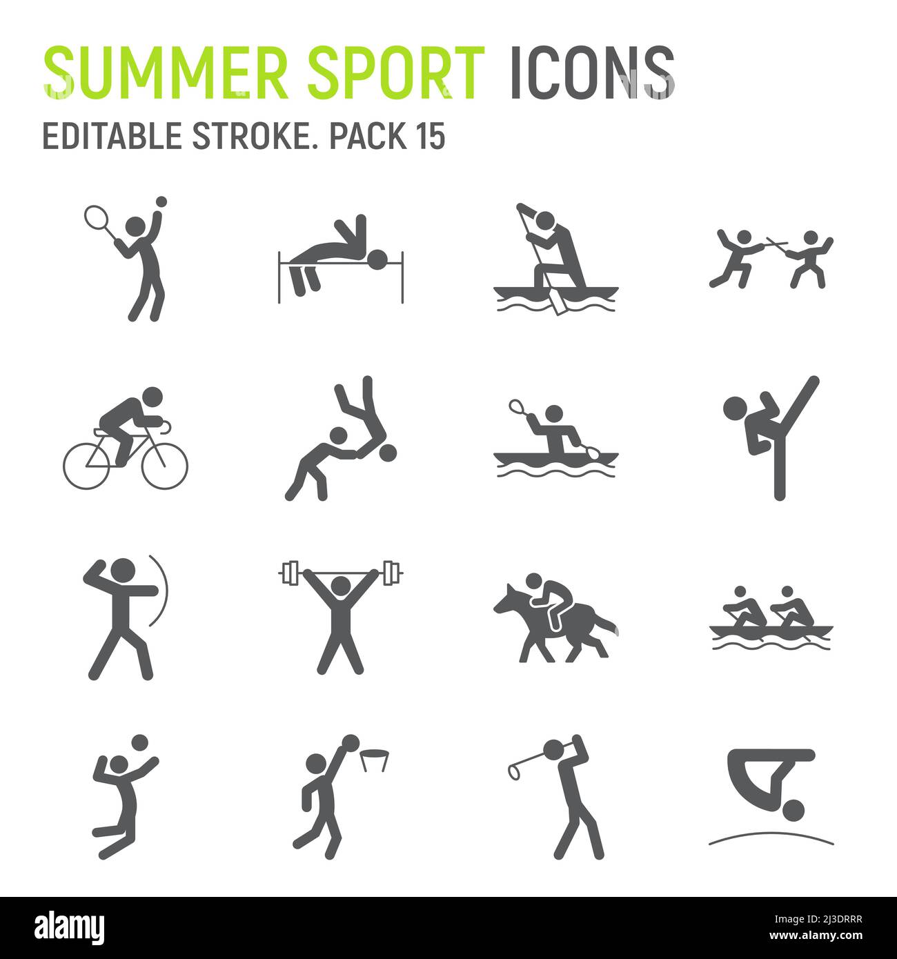 Jeu d'icônes de glyphe de sport d'été Illustration de Vecteur