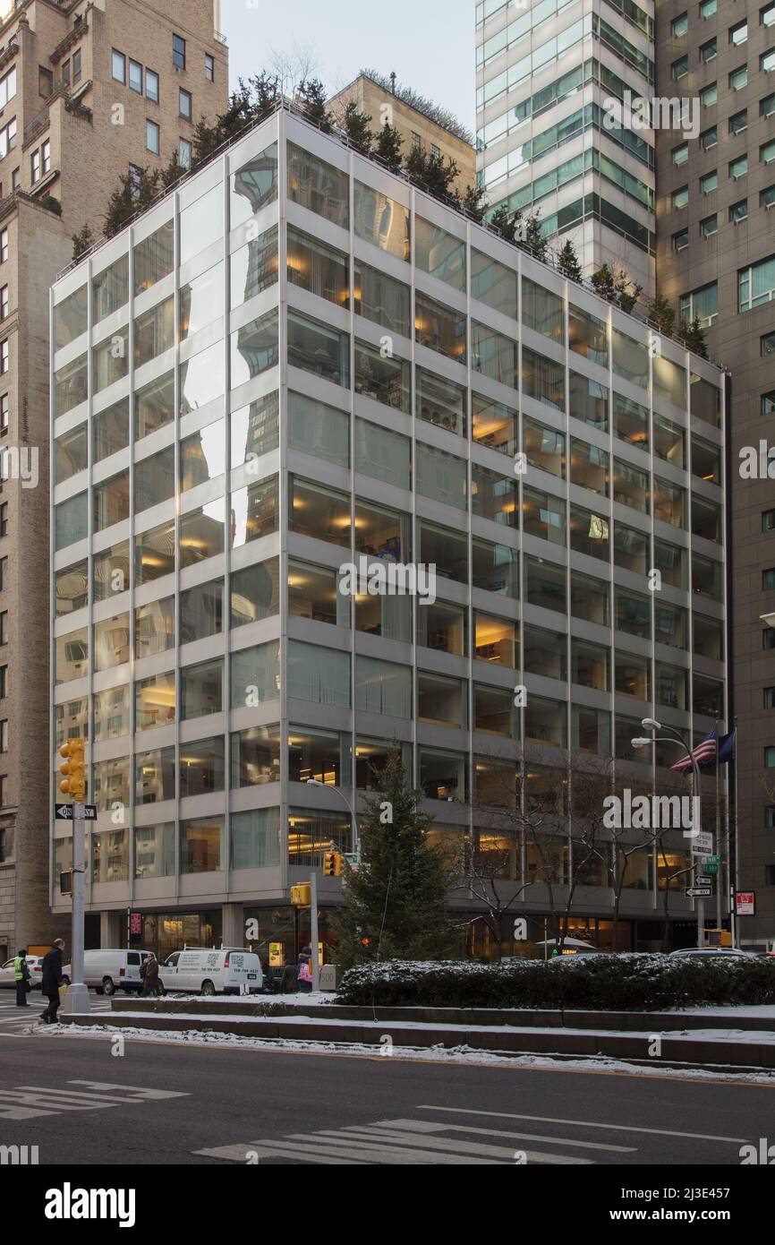 Bâtiment du siège mondial de Pepsi-Cola, aluminium et verre, New York City par Skidmore, Owings & Merrill. 1960. Banque D'Images