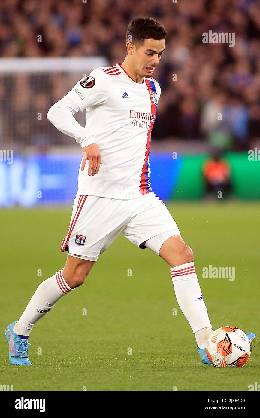 Londres, Royaume-Uni. 07th avril 2022. Romain Faivre de Lyon en action pendant le match. Match de l'UEFA Europa League, quart de finale 1st LEG, West Ham Utd / Lyon au stade de Londres, Parc olympique Queen Elizabeth à Londres, le jeudi 7th avril 2022. Cette image ne peut être utilisée qu'à des fins éditoriales. Utilisation éditoriale uniquement, licence requise pour une utilisation commerciale. Aucune utilisation dans les Paris, les jeux ou les publications d'un seul club/ligue/joueur. photo par Steffan Bowen/Andrew Orchard sports photographie/Alay Live news crédit: Andrew Orchard sports photographie/Alay Live News Banque D'Images