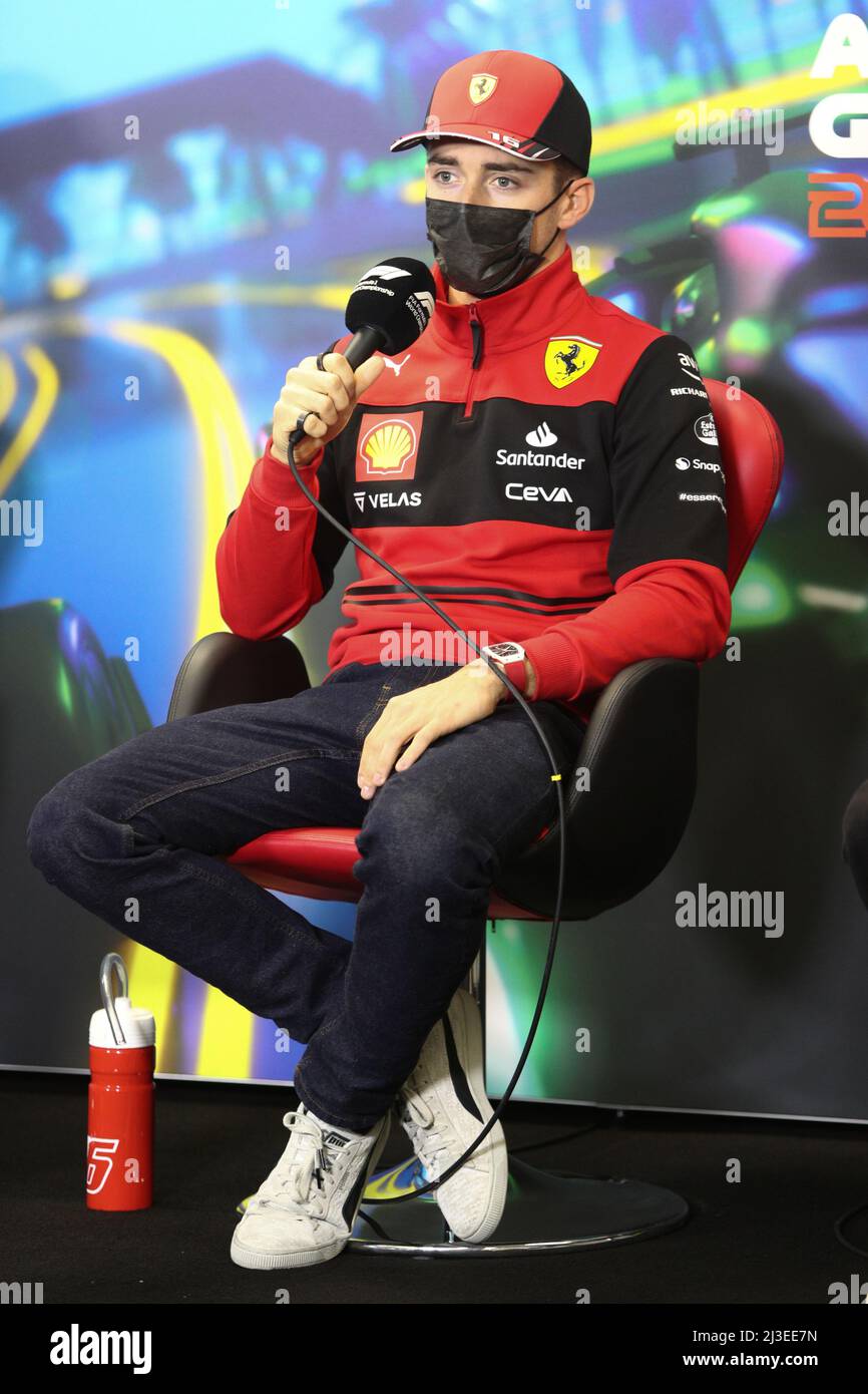 Albert Park, Melbourne, Victoria, Australie. 08th avril 2022. FIA Formula One World Championship 2022 - Formule 1 Rolex Grand Prix d'Australie - Charles Leclerc ( Monaco ) course pour la Scuderia Ferrari lors de la Conférence de presse des pilotes F1 - image Credit: brett keating/Alay Live News Banque D'Images