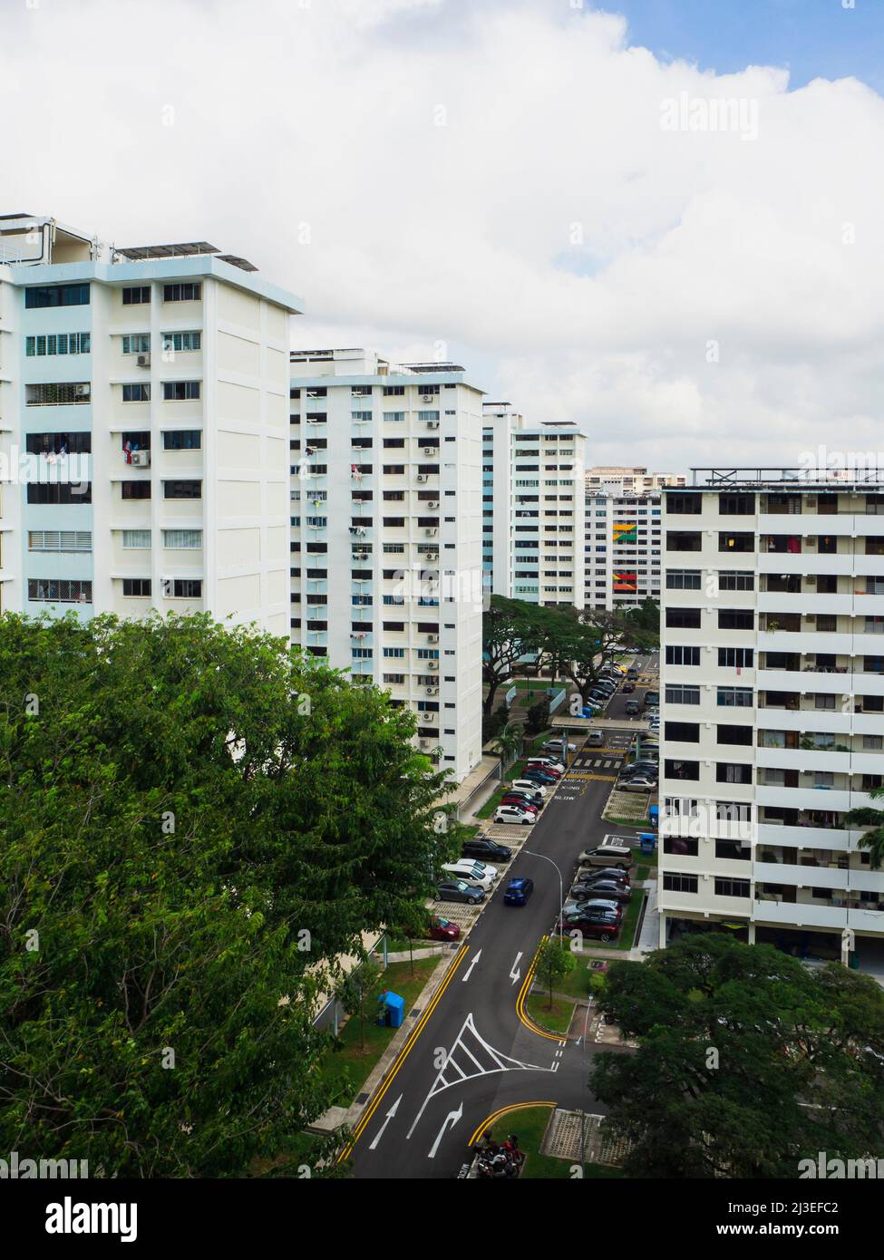 Vue en perspective des appartements résidentiels HDB à Singapour. Banque D'Images