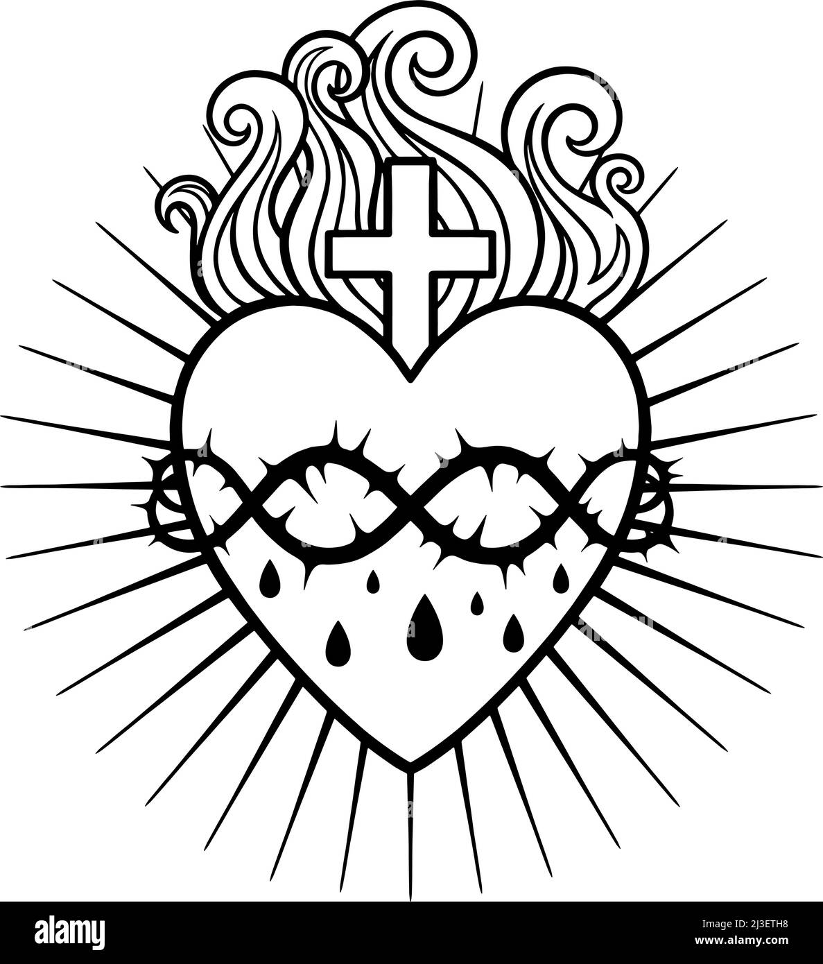 Le coeur Saint de Seigneur Jésus. Illustration vectorielle Illustration de Vecteur