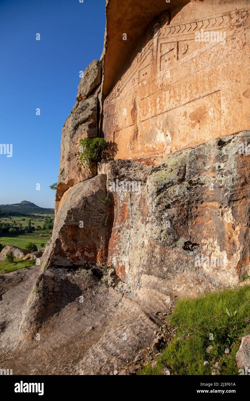 Historique ancien écrit Rock(yazilikaya)Vallée de Phrygia, province de Eskişehir Banque D'Images