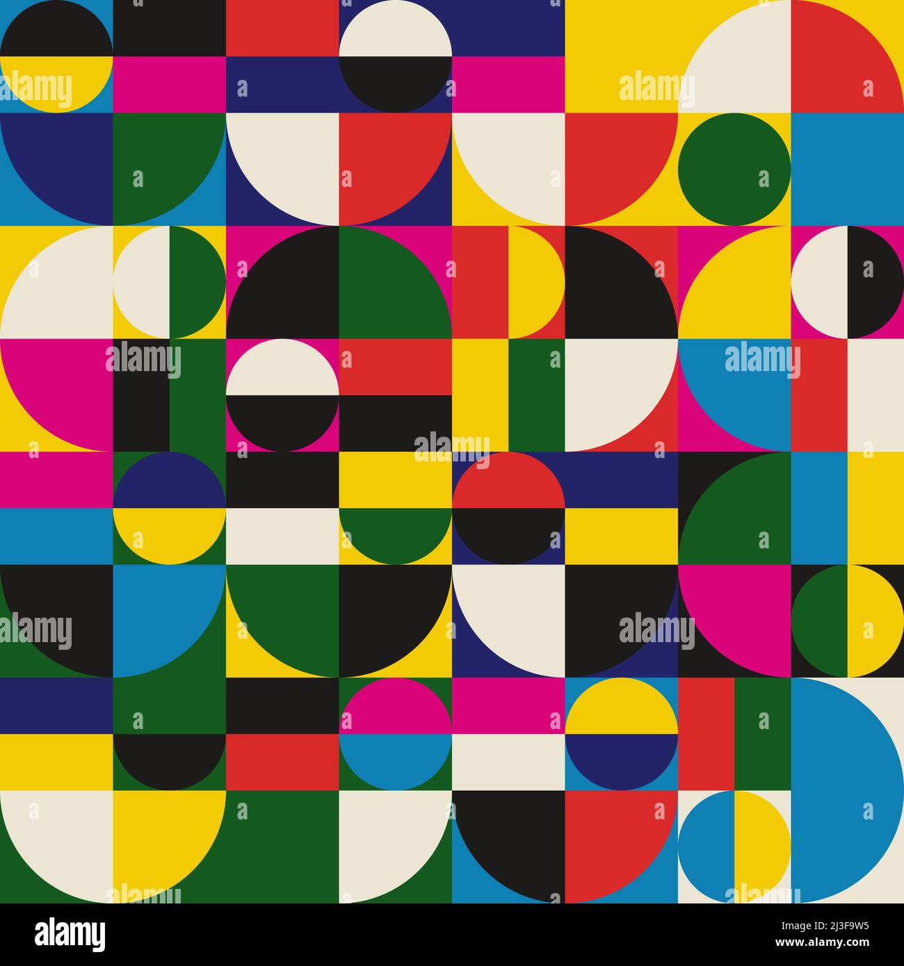 Motif Art moderne inspiré du design Bauhaus, avec des formes géométriques abstraites et des formes audacieuses. Illustration de Vecteur