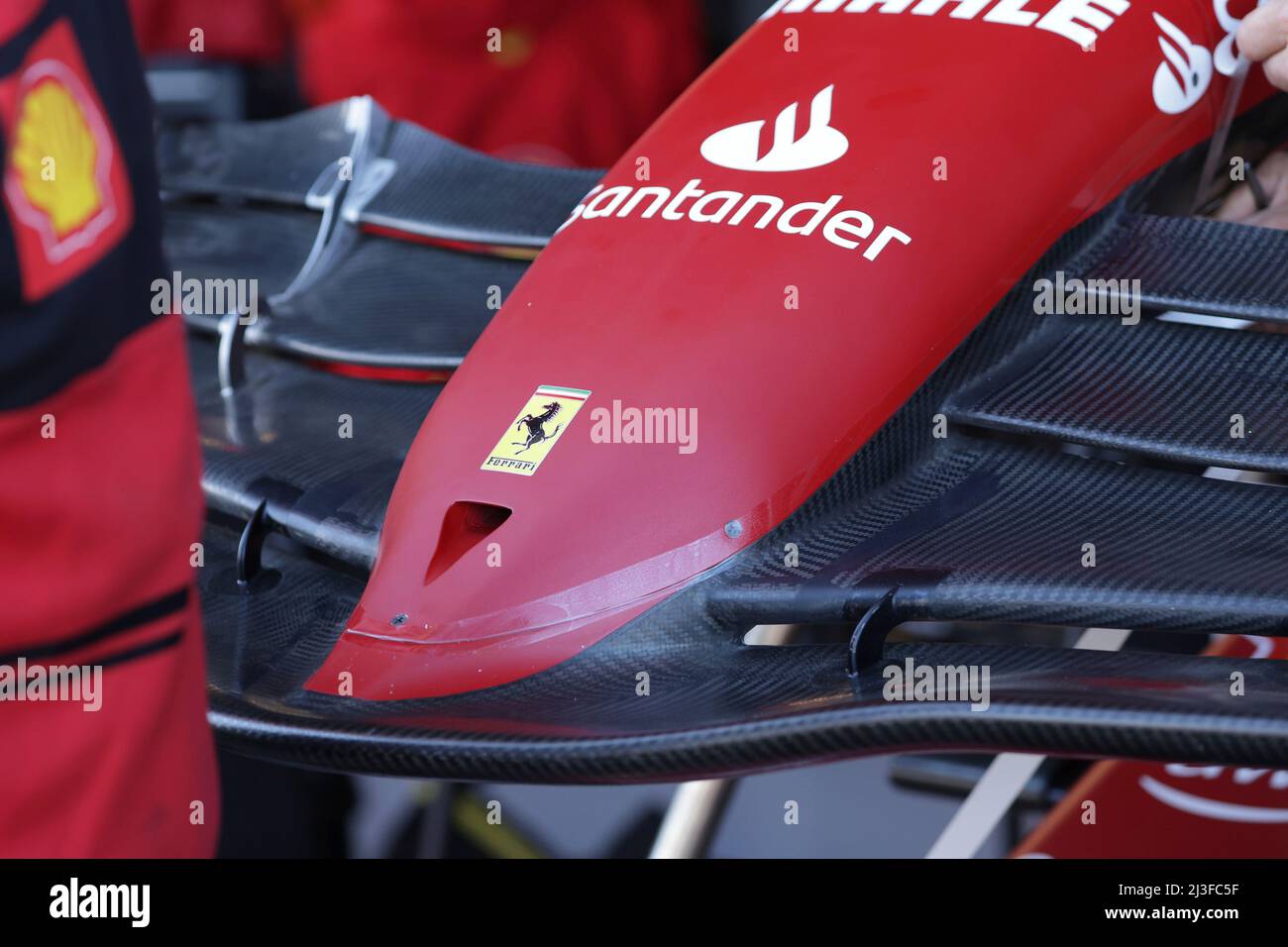 Melbourne, Australie. 08th avril 2022. 04/08/2022, Albert Park, Melbourne, FORMULE 1 ROLEX AUSTRALIAN GRAND PRIX 2022, sur la photo l'aile avant de Ferrari crédit: dpa/Alay Live News Banque D'Images