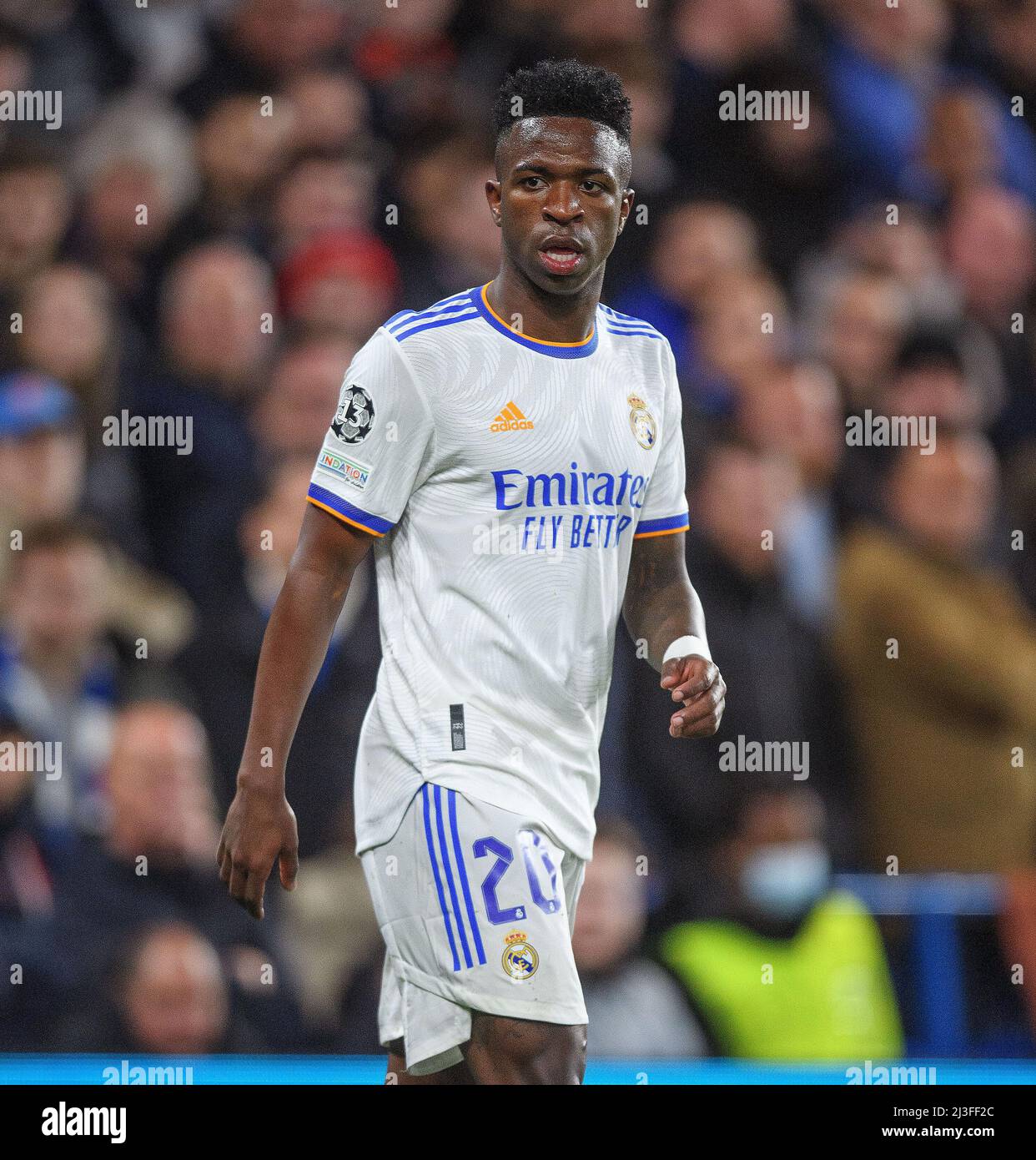 06 avril 2022 - Chelsea v Real Madrid - UEFA Champions League - quart de finale - première étape - Stamford Bridge Vinicius Junior pendant le match de la Champions League contre Chelsea crédit photo : © Mark pain / Alay Live News Banque D'Images