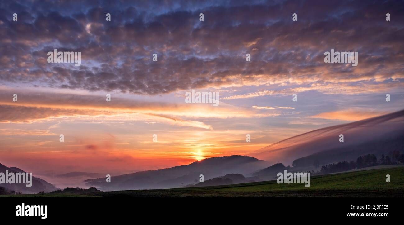 Schenkenbergertal, Suisse, Paysage, nature, lever du soleil, Faune Banque D'Images