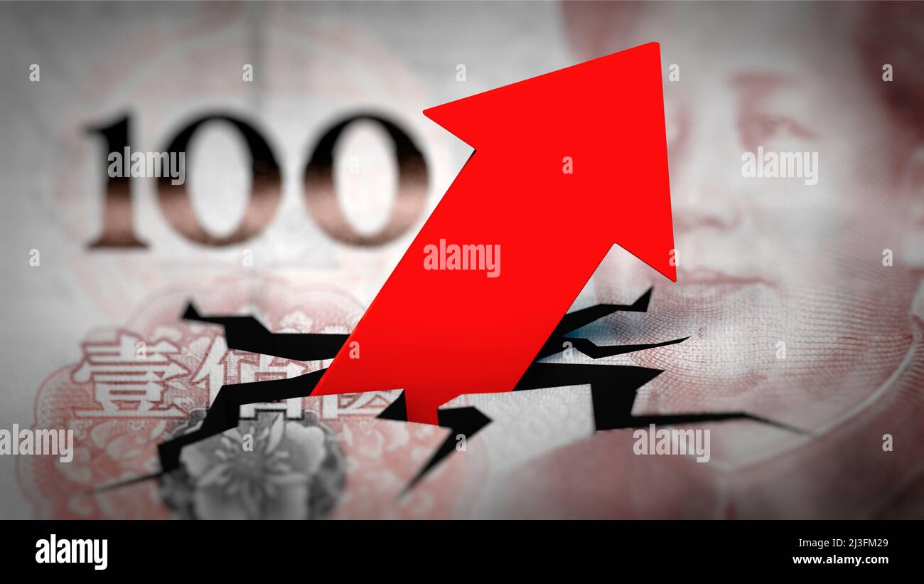 Image symbolique sur le thème des dépenses, de l'inflation, de l'augmentation des prix en Chine Banque D'Images