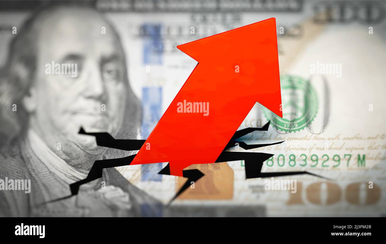 Image symbolique sur le thème de l'explosion des coûts / l'inflation / l'augmentation des prix aux Etats-Unis Banque D'Images