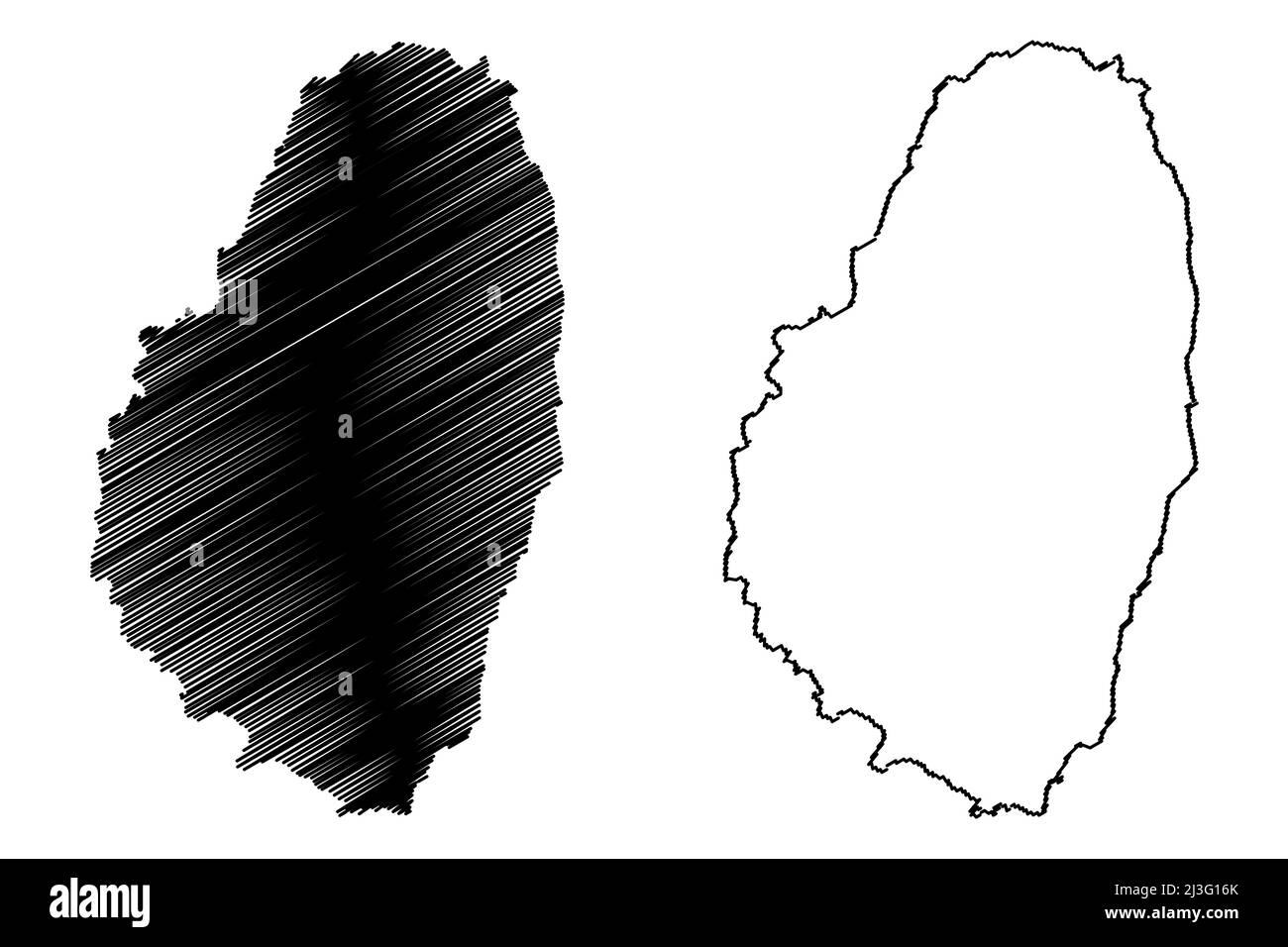 Île de Saint-Vincent (Saint-Vincent-et-les Grenadines, Amérique du Cenrtal, Petites Antilles) carte illustration vectorielle, scribble croquis Yurumei ou Hairouna Illustration de Vecteur