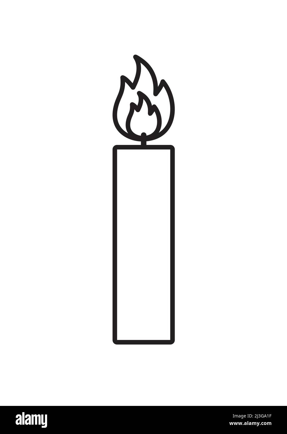 Vecteur noir contour bougie à combustion plate isolée sur fond blanc Illustration de Vecteur
