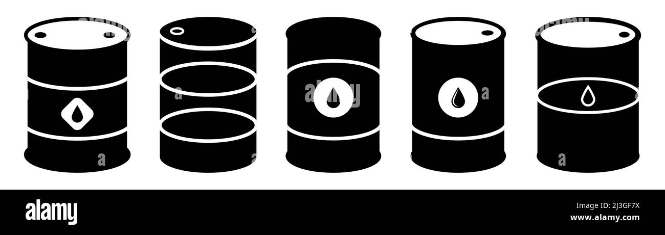 Ensemble d'icônes de baril d'huile. Illustration vectorielle isolée sur fond blanc Illustration de Vecteur
