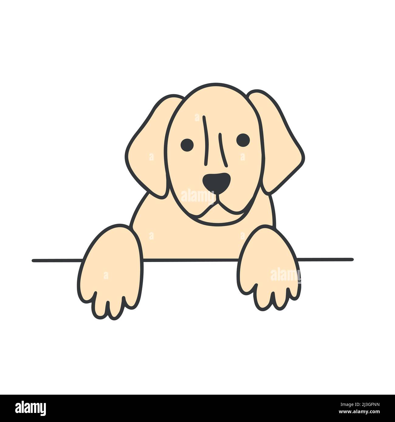 Illustration vectorielle isolée de style caniche de Muzzle labrador. Le chien repose ses pattes sur la table. Animal de compagnie adulte mignon Illustration de Vecteur