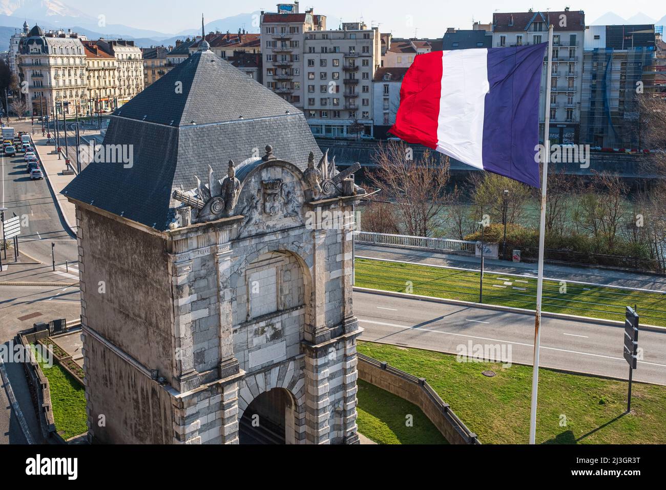 France, Isère, Grenoble, Porte de France fait partie de l'enceinte construite par Lesdiguières au 17e siècle Banque D'Images