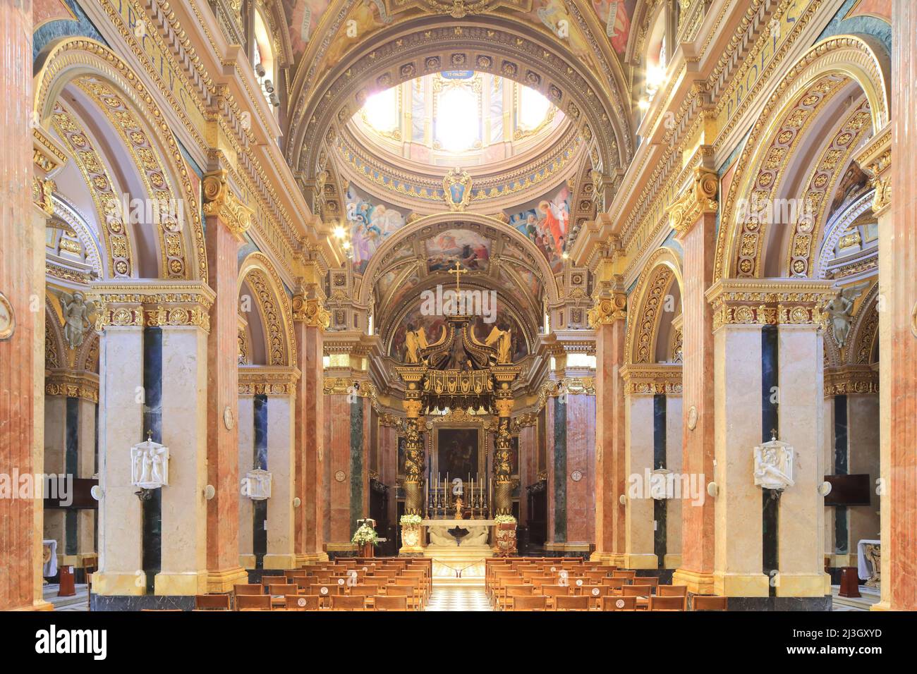 Malte, île Gozo, Rabat, basilique Saint-Georges (collégiale Saint-Georges) du 17th siècle Banque D'Images