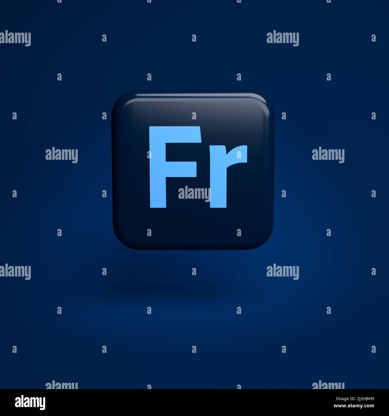 Logo de l'application d'éditeur de graphiques vectoriels et raster Adobe Fresco survolant un arrière-plan transparent Banque D'Images
