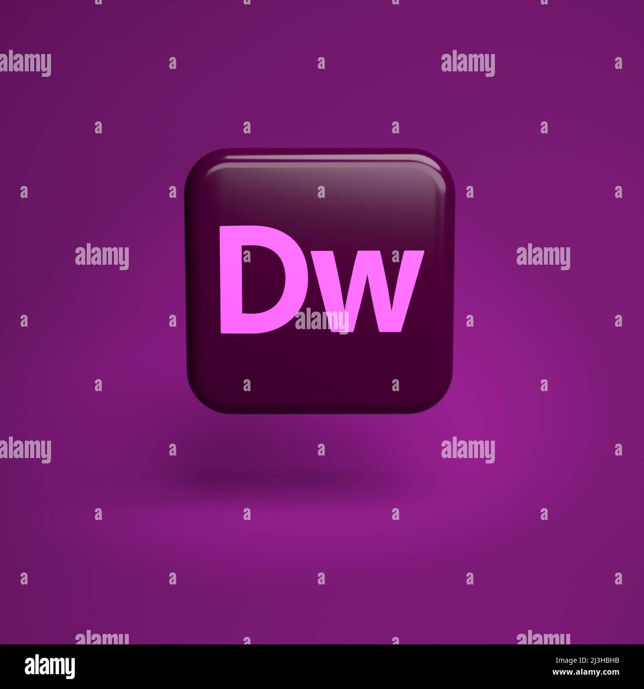 Logo de l'outil de développement et d'édition Web Adobe Dreamweaver survolant un arrière-plan transparent Banque D'Images