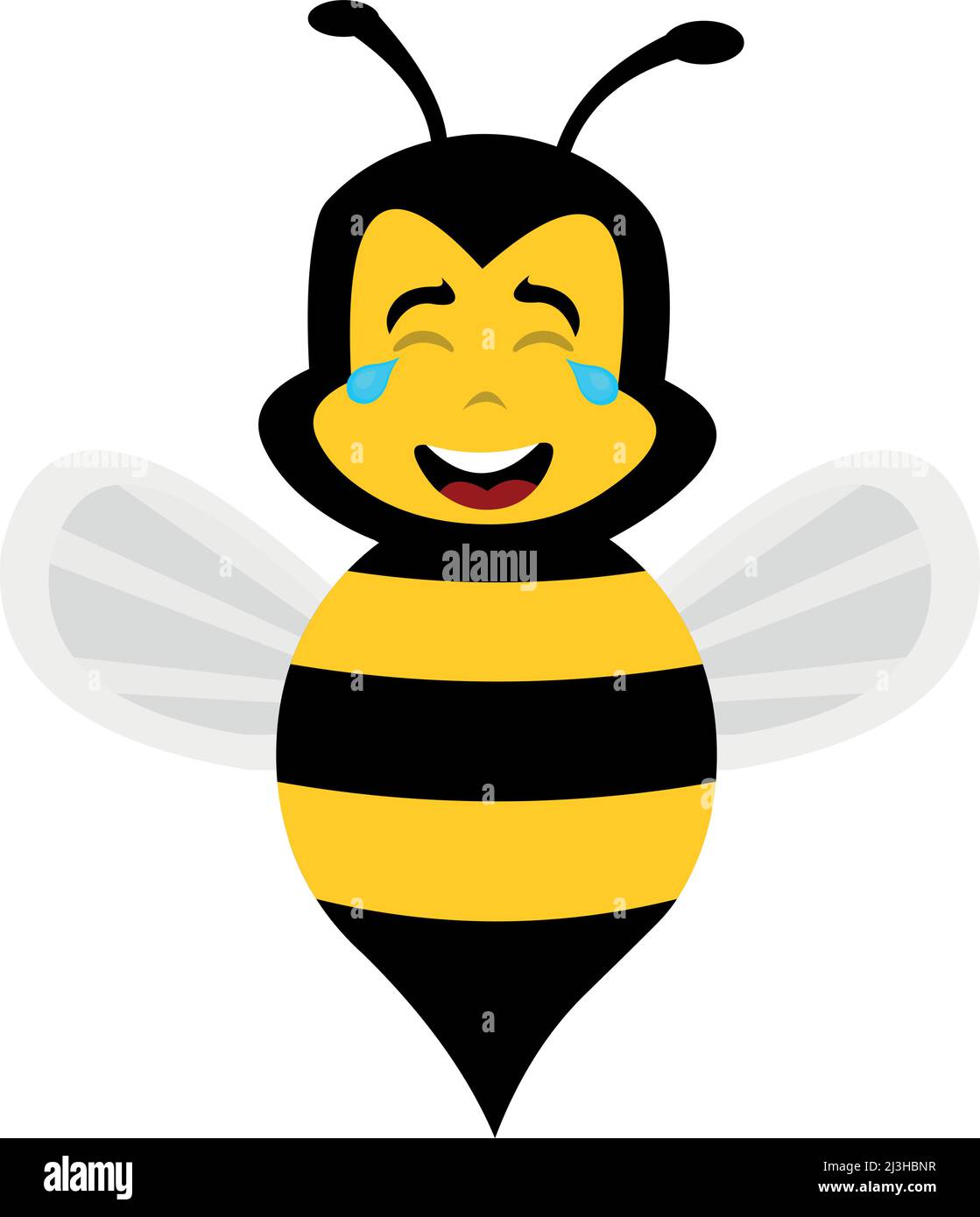 Illustration vectorielle d'une abeille avec une expression heureuse et pleurant avec des larmes de joie ou de rire Illustration de Vecteur