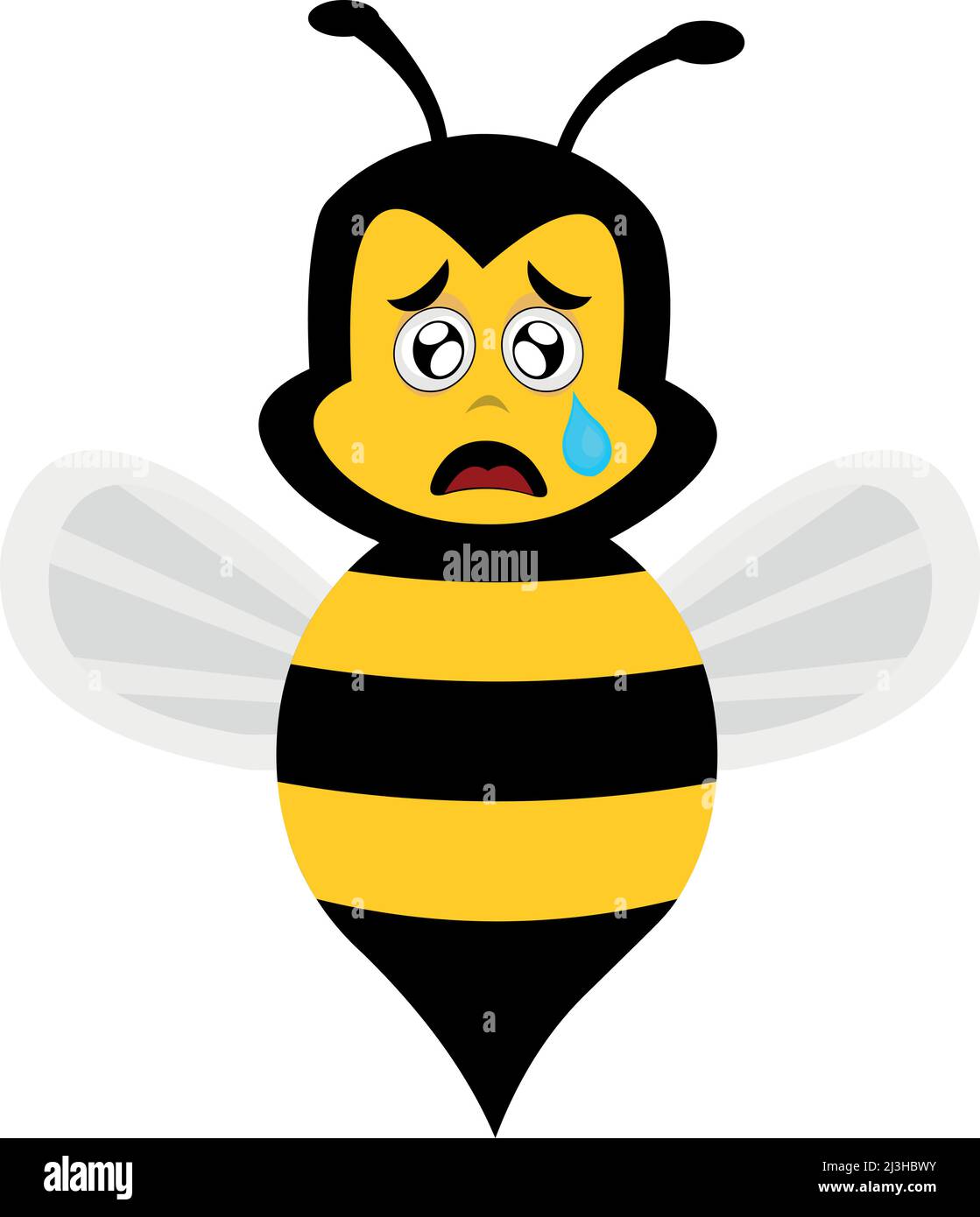 Illustration vectorielle d'une abeille cartographique, avec une expression triste, pleurant avec une déchirure tombant de son œil Illustration de Vecteur