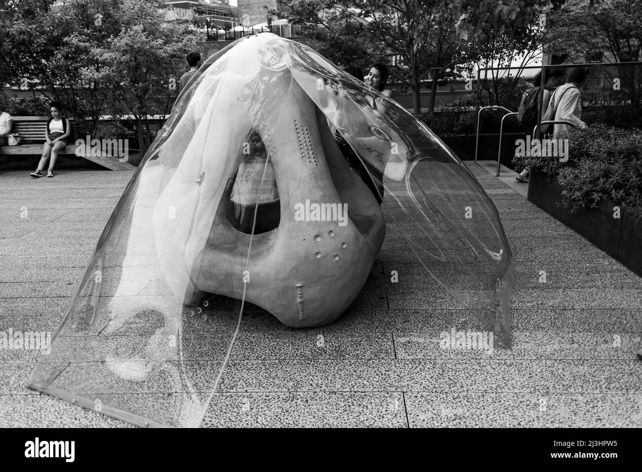 Chelsea, New York City, NY, USA, The High Line est un parc linéaire populaire construit sur les voies de train surélevées au-dessus de Tenth Ave Banque D'Images