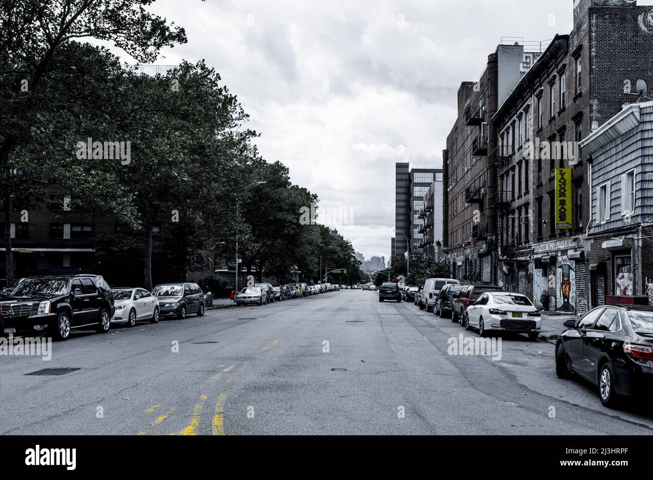 Myrtle AV, New York City, NY, USA, une grande rue vide à Brooklyn Banque D'Images