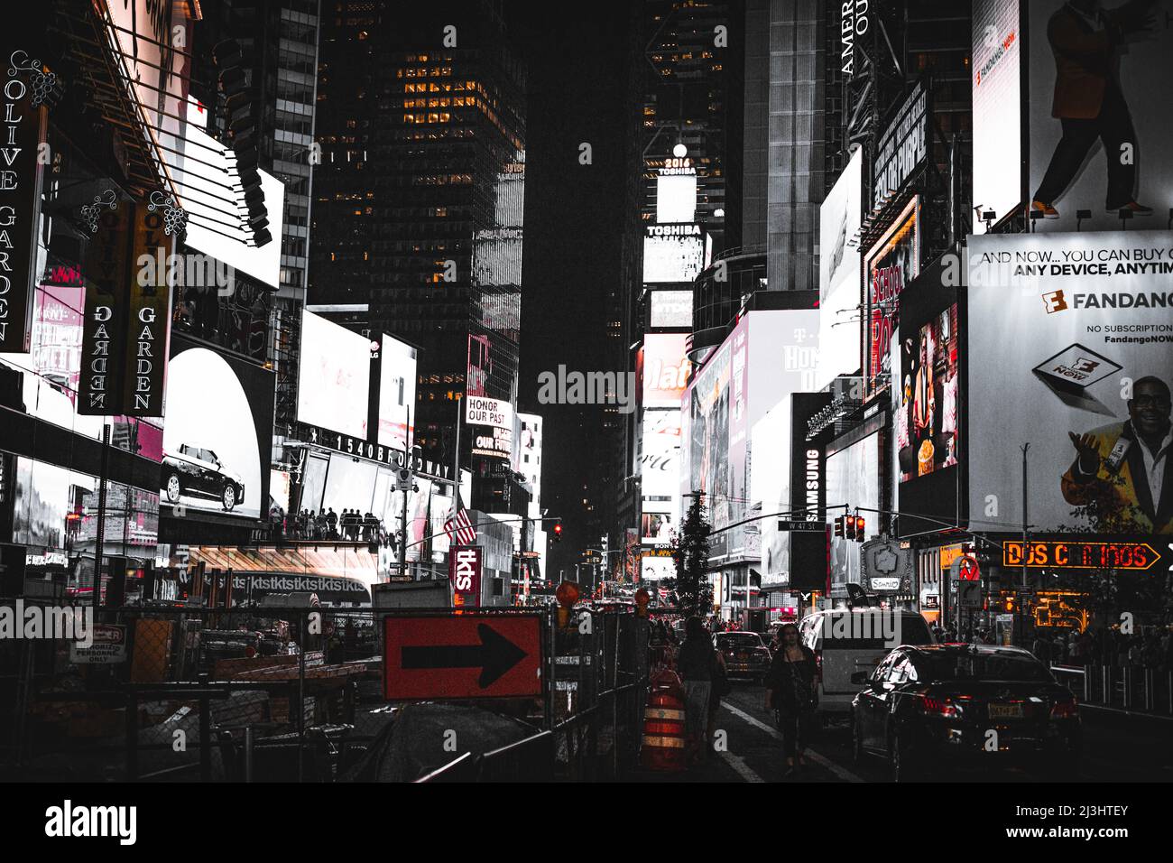 Theatre District, New York City, NY, USA, soirée à Times Square Banque D'Images