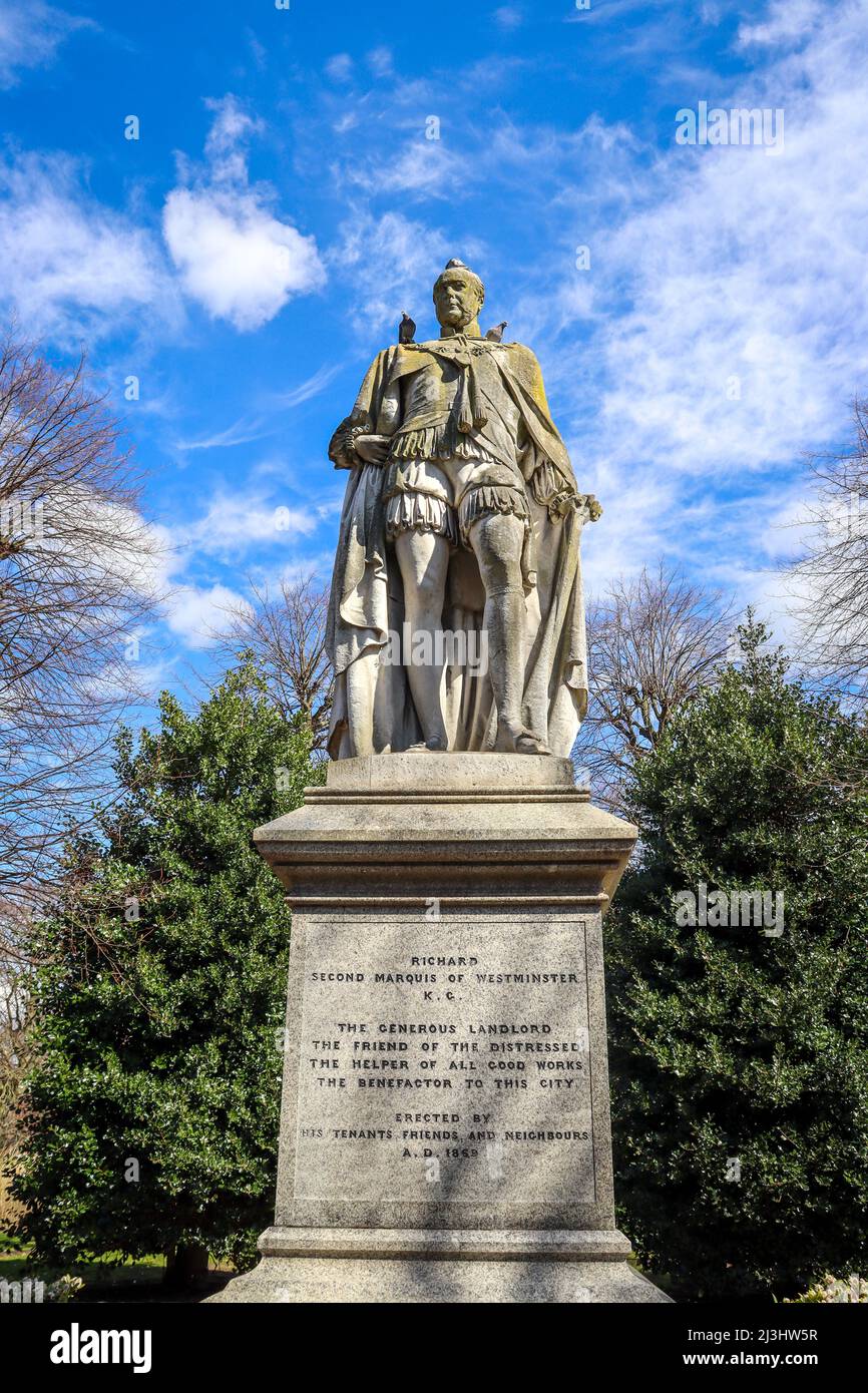 Statue du Marquis de Westminster dans le parc Grosvenor, Chester Banque D'Images