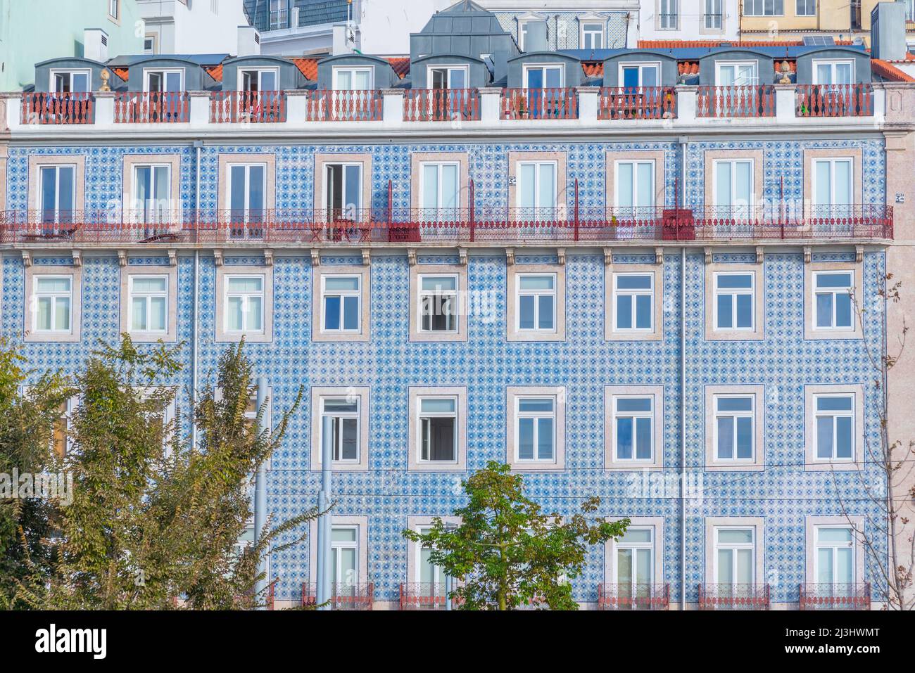 Façades colorées de maisons à Lisbonne, Portugal. Banque D'Images