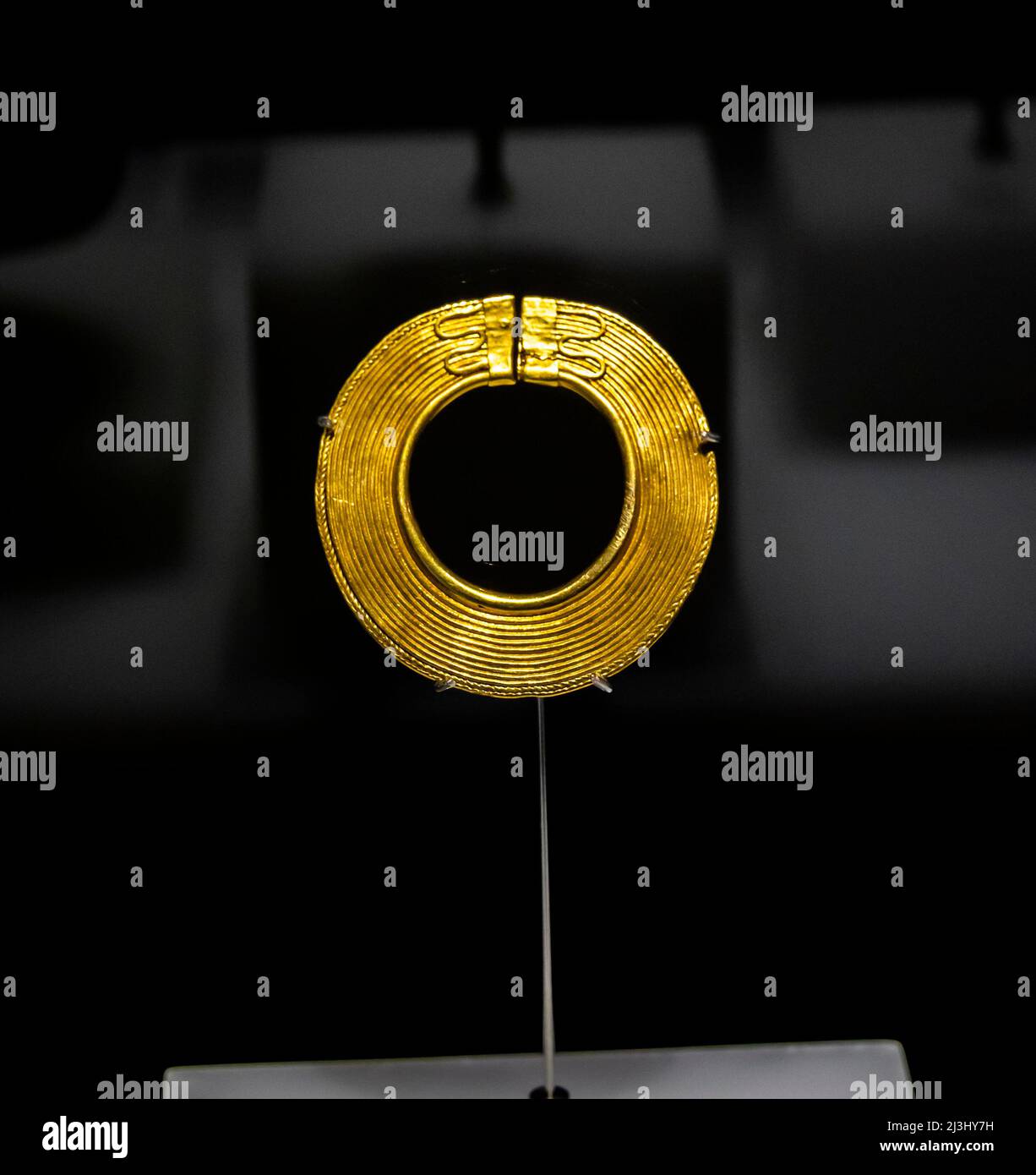 Disque doré. Disque d'or d'Extremadura, fin de l'âge de bronze. Musée archéologique national, Madrid, Espagne Banque D'Images