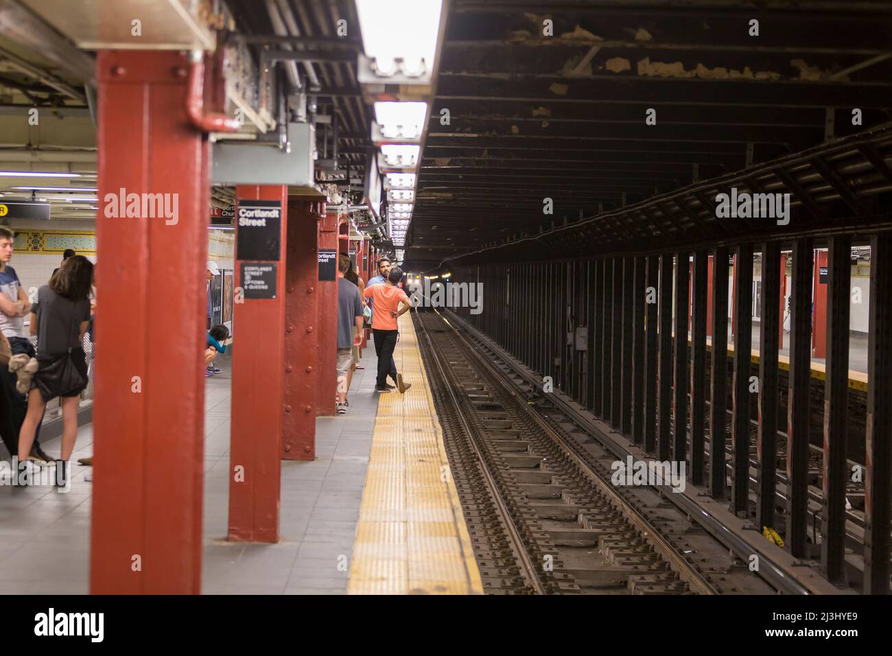 CORTLANDT ST, New York City, NY, USA, à la station de métro Banque D'Images