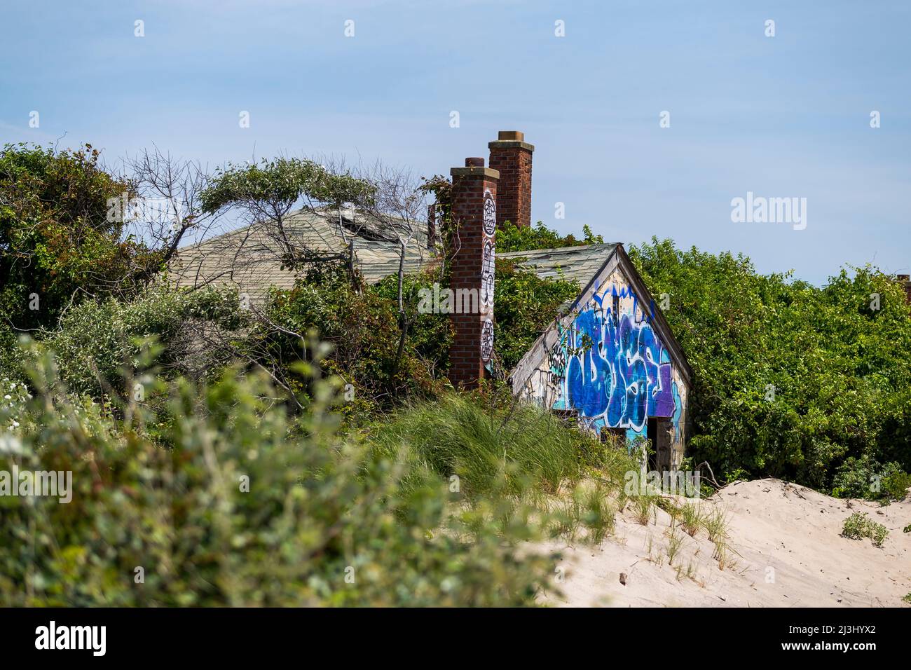 Breezy point, New York City, NY, États-Unis, plage, ancienne maison Banque D'Images