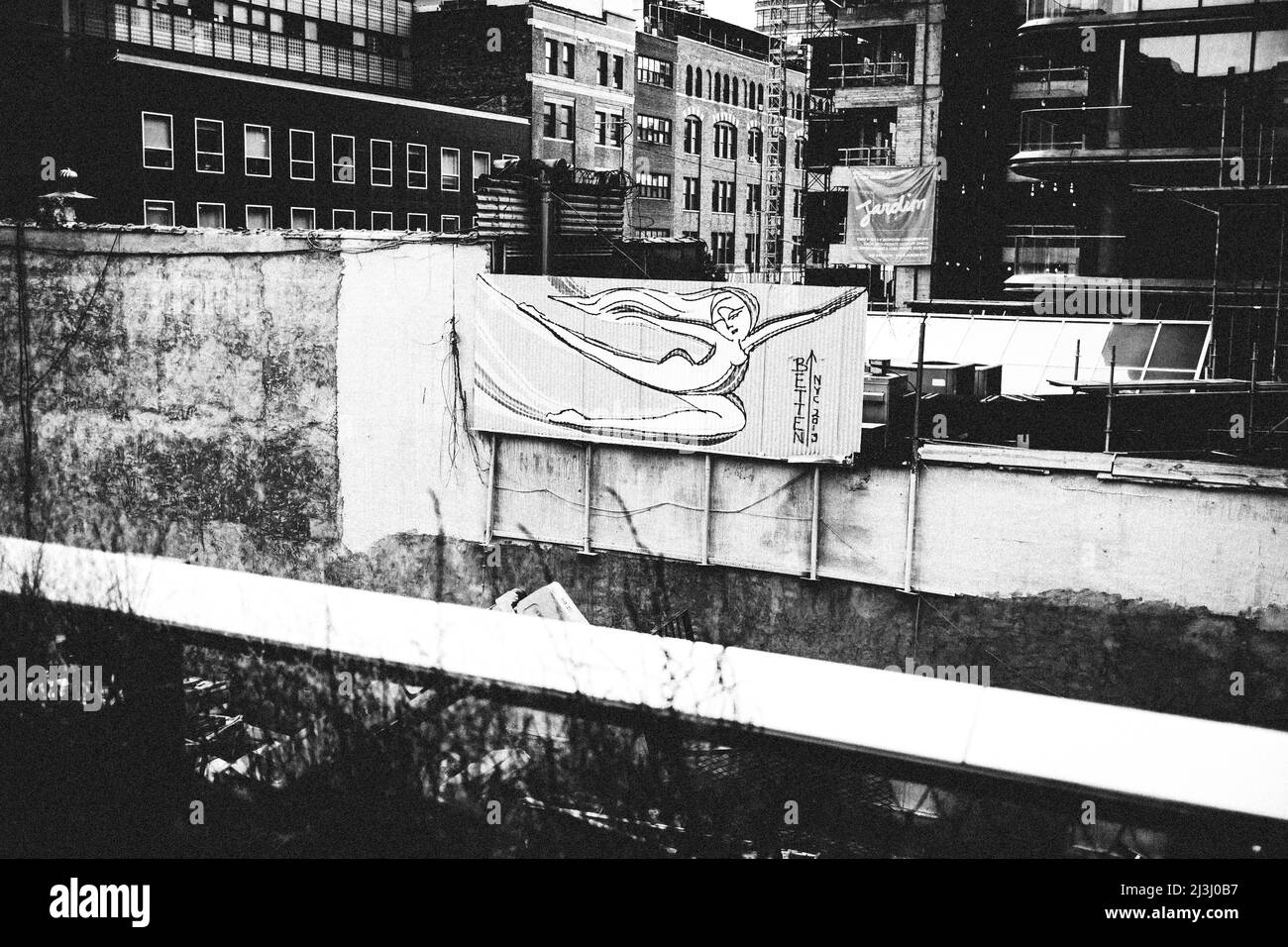 CHELSEA, New York City, NY, USA, The High Line est un parc linéaire populaire construit sur les voies de train surélevées au-dessus de Tenth Ave Banque D'Images