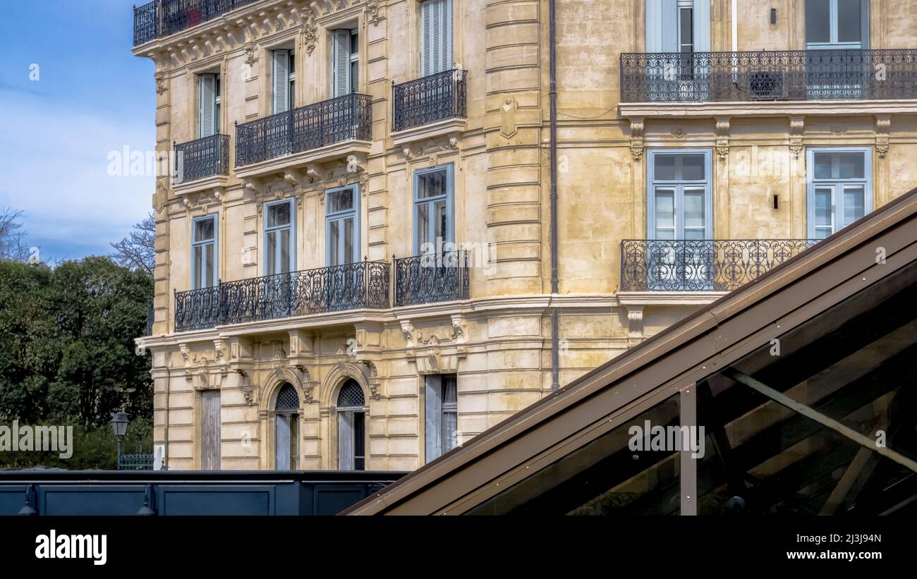 Maison dans la vieille ville de Montpellier. Banque D'Images