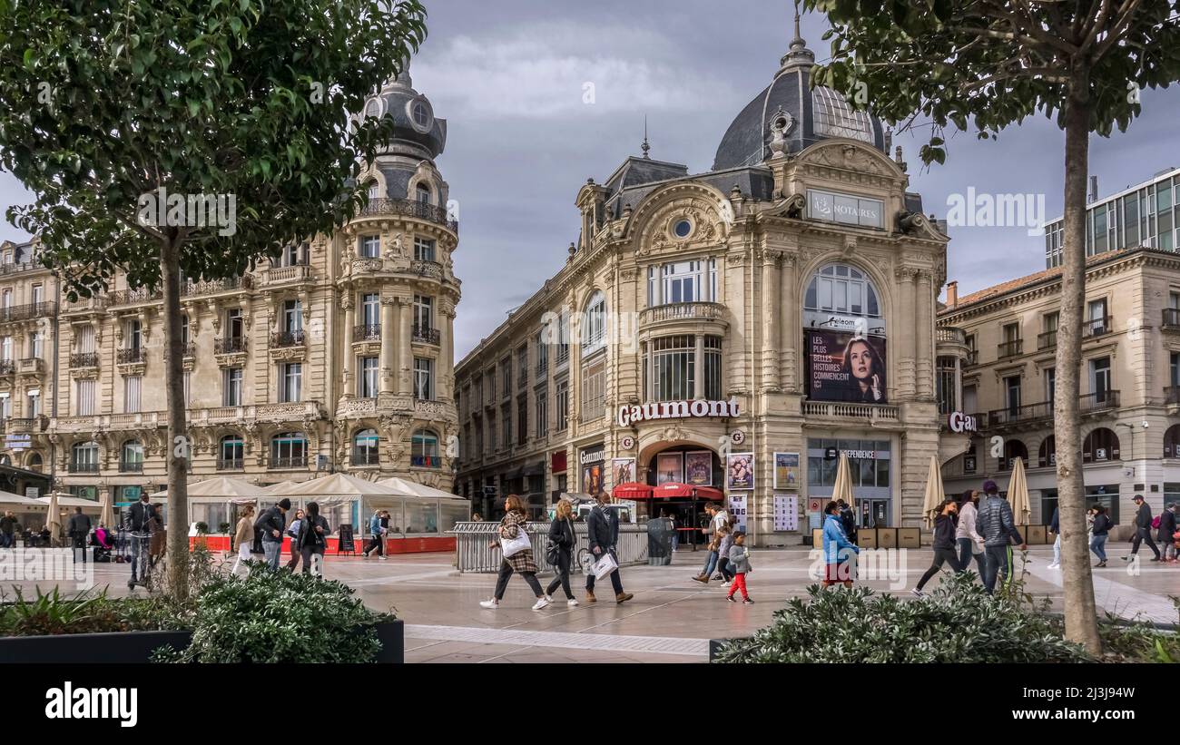 Place de la Comédie à Montpellier. Construit au XIX siècle. Banque D'Images