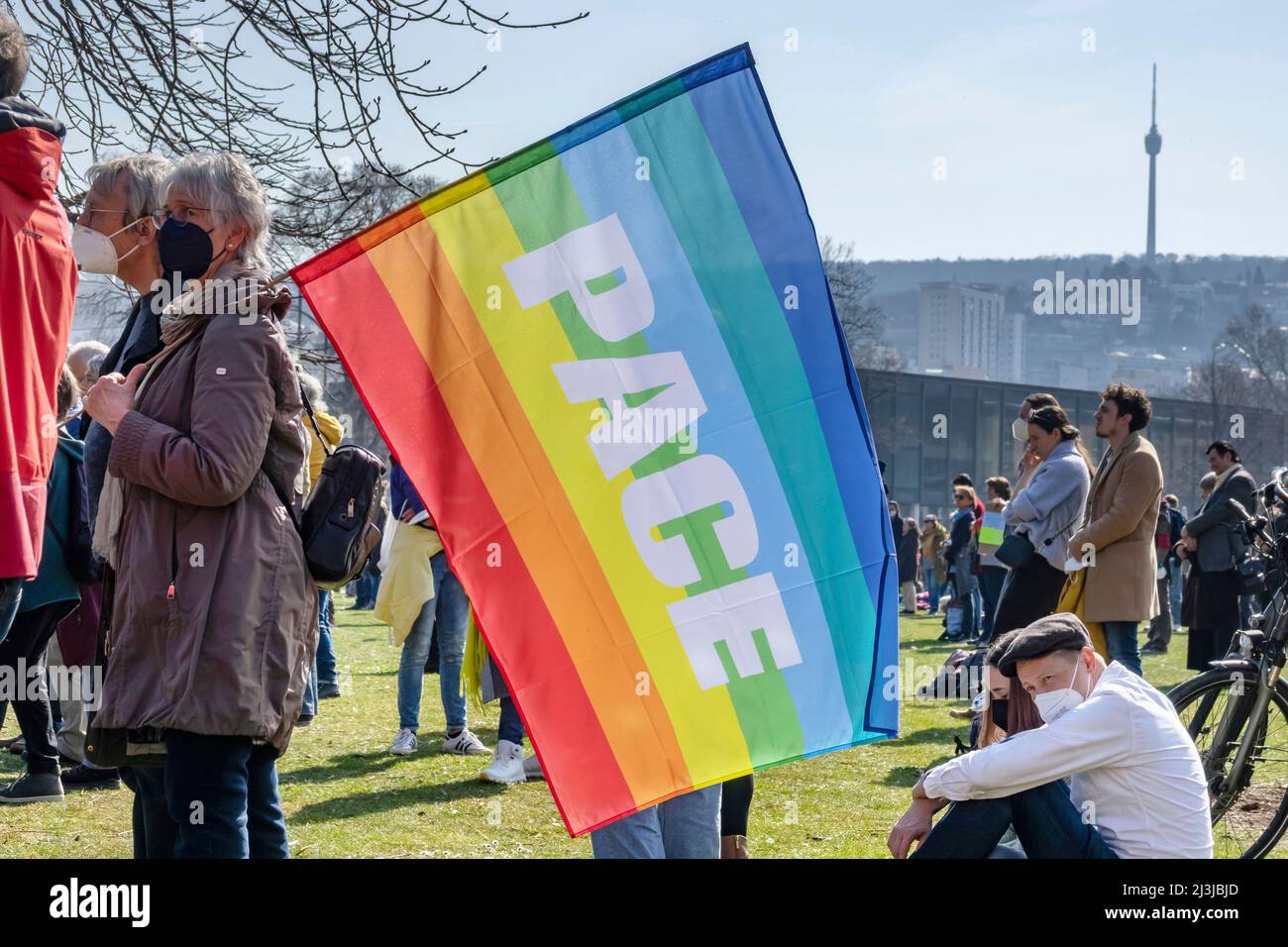 Allemagne, Bade-Wurtemberg, Stuttgart, manifestation de paix contre la guerre d'Ukraine, 13.03.2022 Banque D'Images
