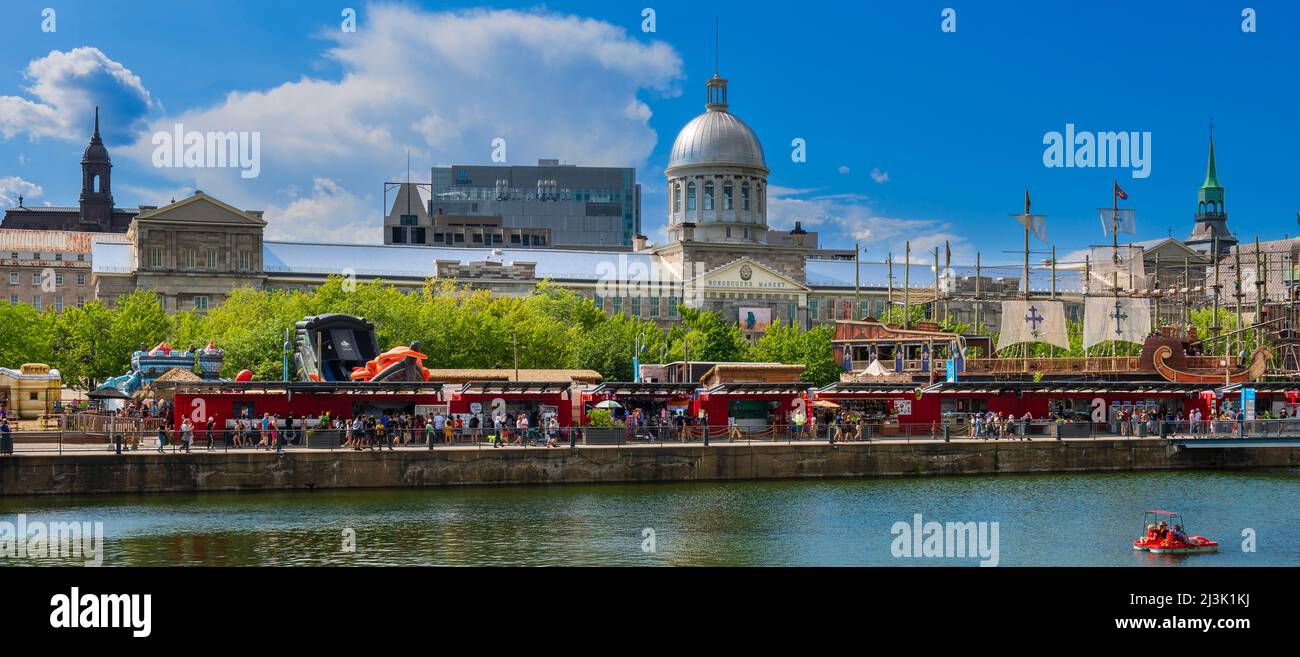 Bassin Bonsecours et marché Bonsecours, Vieux-Port de Montréal; Montréal, Québec, Canada Banque D'Images