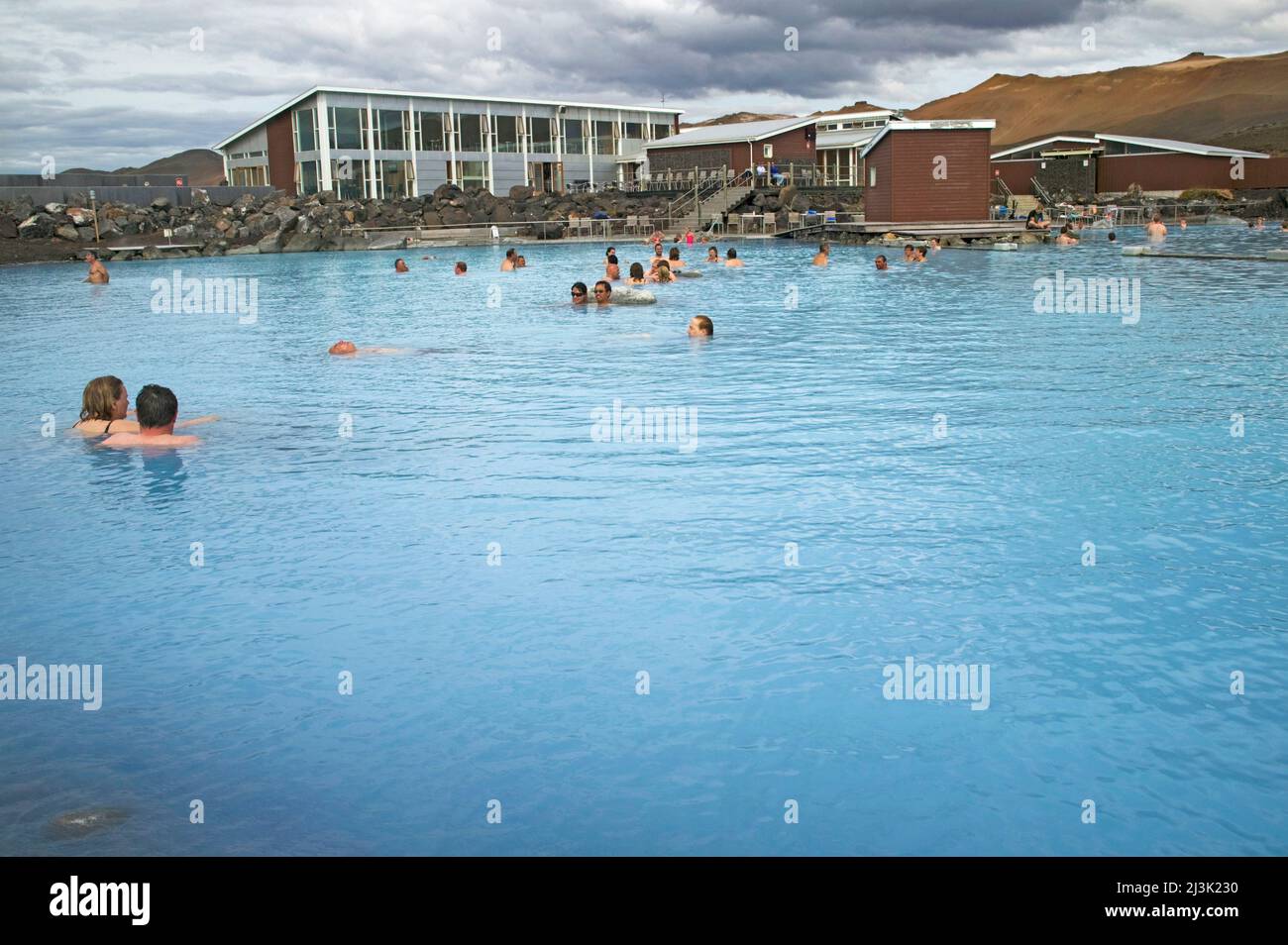 Jardbodin, les sources thermales de Myvatn, Lac Myvatn, Islande. Banque D'Images