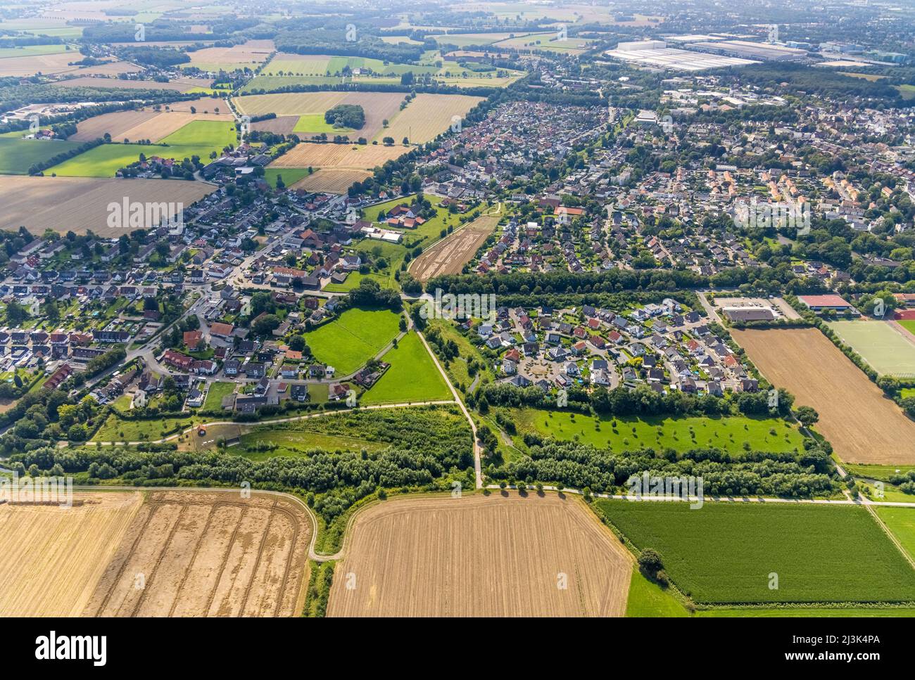 Vue aérienne, vue locale avec les propriétés des mineurs dans le district de Heeren-Werve, Kamen, région de la Ruhr, Rhénanie-du-Nord-Westphalie, Allemagne, les travailleurs Banque D'Images