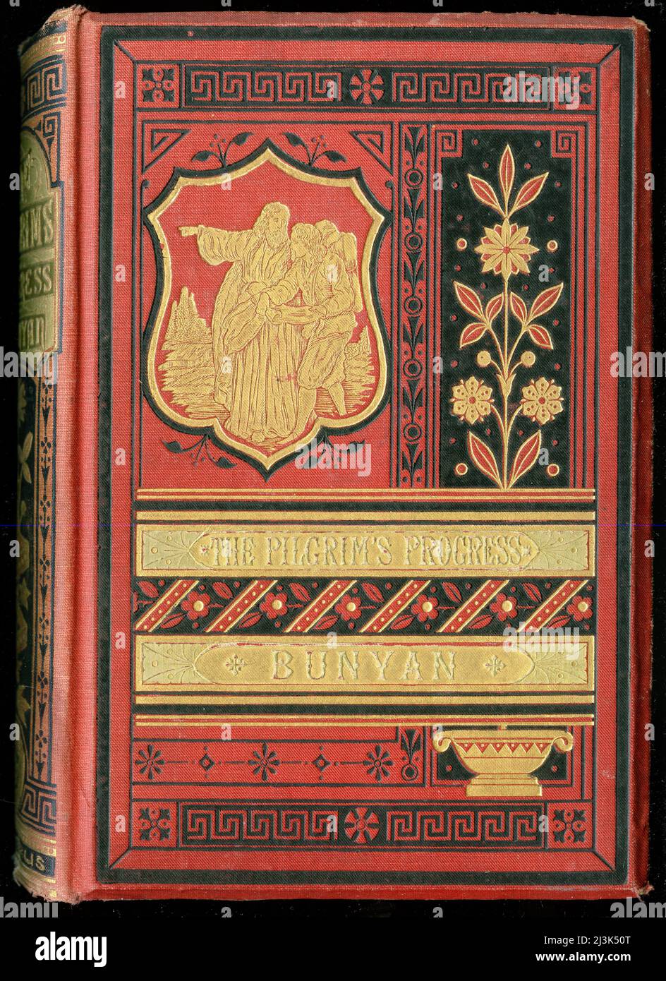 La couverture des progrès de Pilgrim par John Bunyan, publication du 19th siècle Banque D'Images