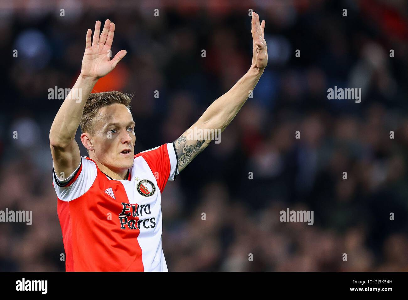 ROTTERDAM, PAYS-BAS - AVRIL 7 : Jens Toornstra de Feyenoord pendant le quart de finale UEFA Europa League match entre Feyenoord et Slavia Prague au Stadion Feijenoord de Kuip le 7 avril 2022 à Rotterdam, pays-Bas (photo de Herman Dingler/Orange Pictures) Banque D'Images