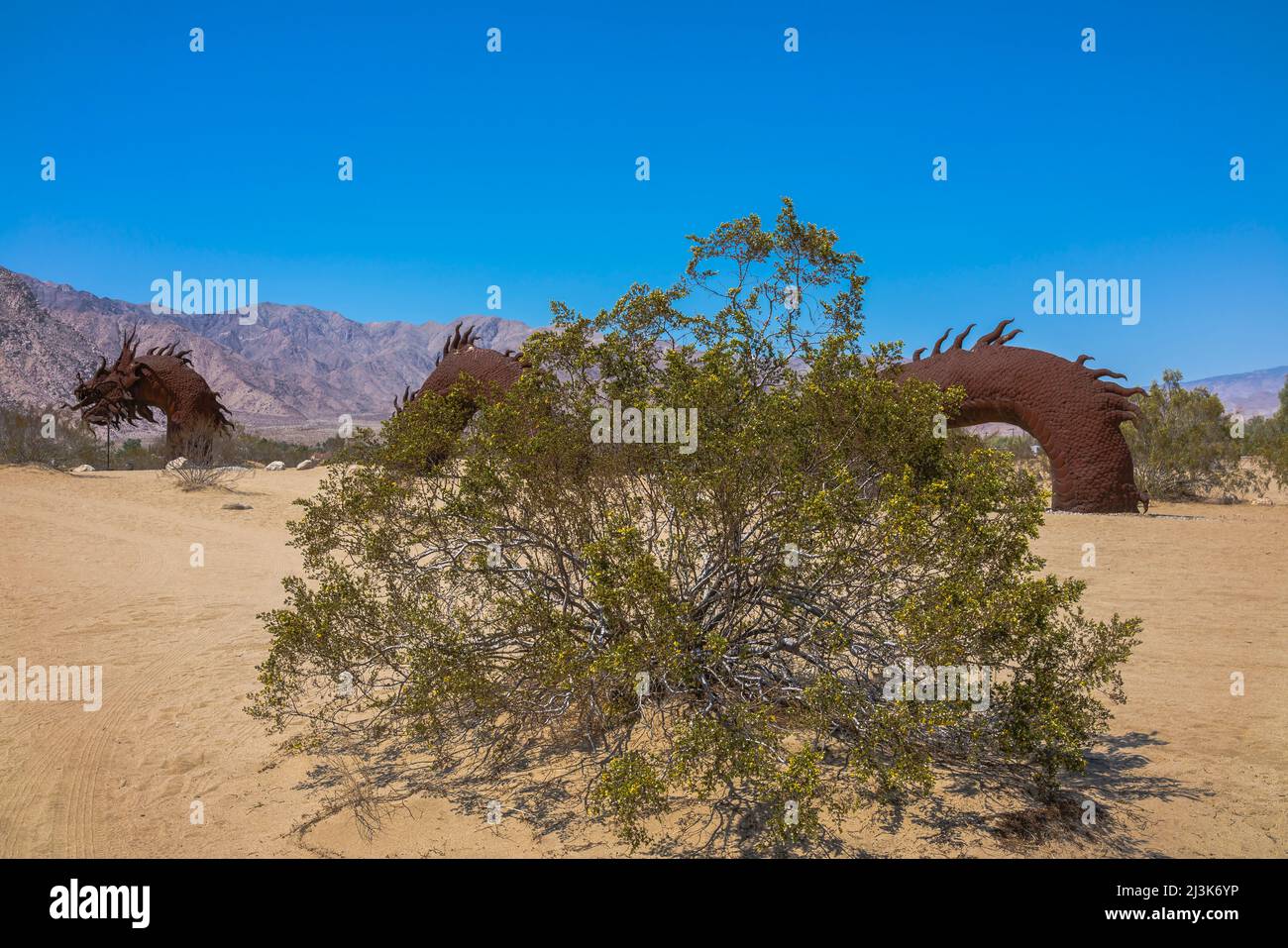 Le Borrego Springs Serpent est la sculpture plus grande que nature de Ricard Breceda dans les Galleta Meadows dans la ville de Borrego Springs, Californie. Banque D'Images