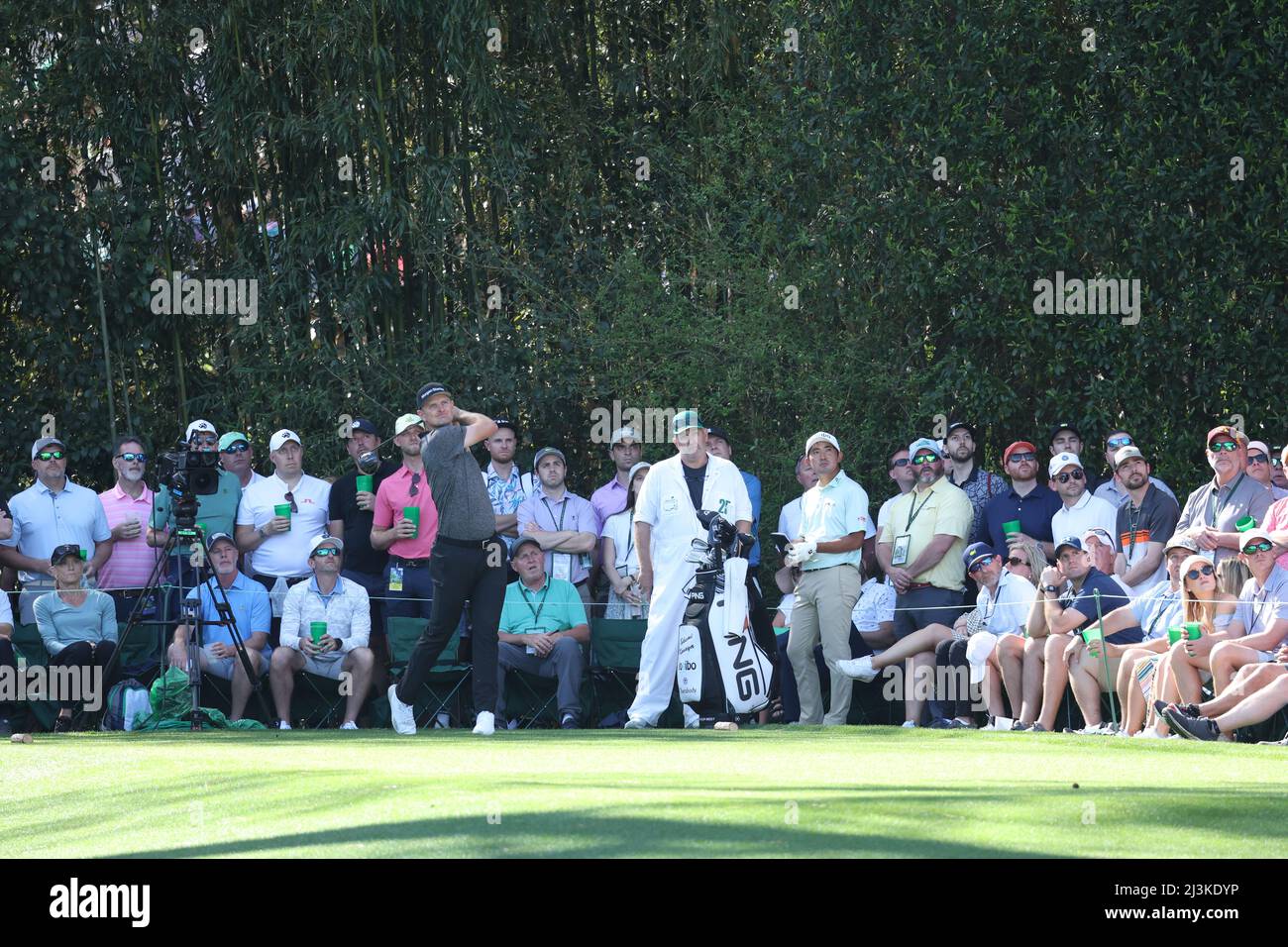 Les grands Britanniques Justin Rose sur le 14th trou lors de la première partie du tournoi de golf 2022 Masters au Augusta National Golf Club à Augusta, Géorgie, États-Unis, le 7 avril 2022. Credit: Koji Aoki/AFLO SPORT/Alay Live News Banque D'Images