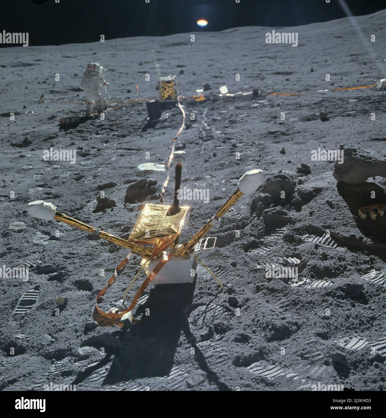 Magnétomètre de surface lunaire d'Apollo 16. Banque D'Images