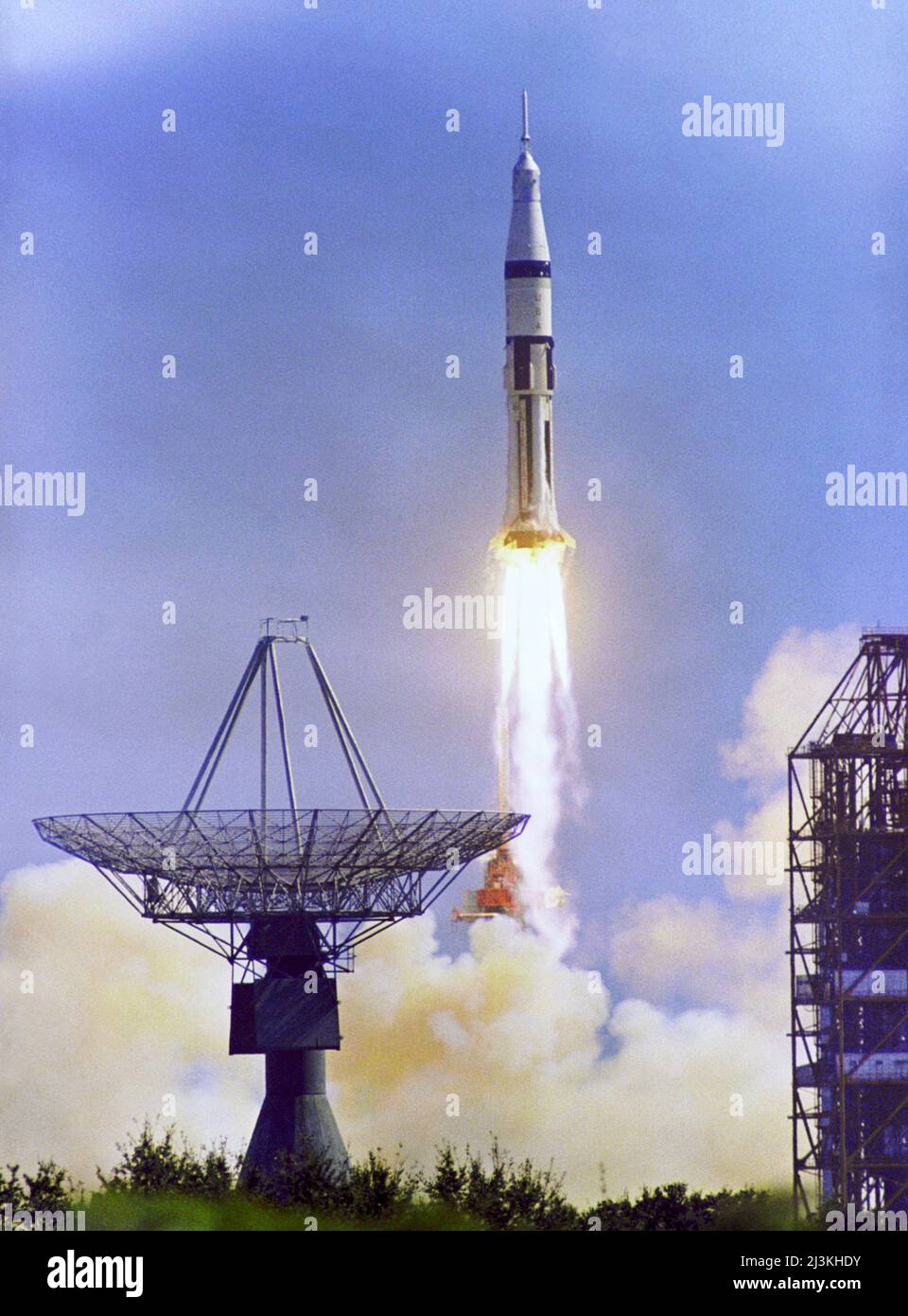 Le Sautour IB d'Apollo 7 se lève du Kenedy Space Center. Octobre 11 1968 Banque D'Images