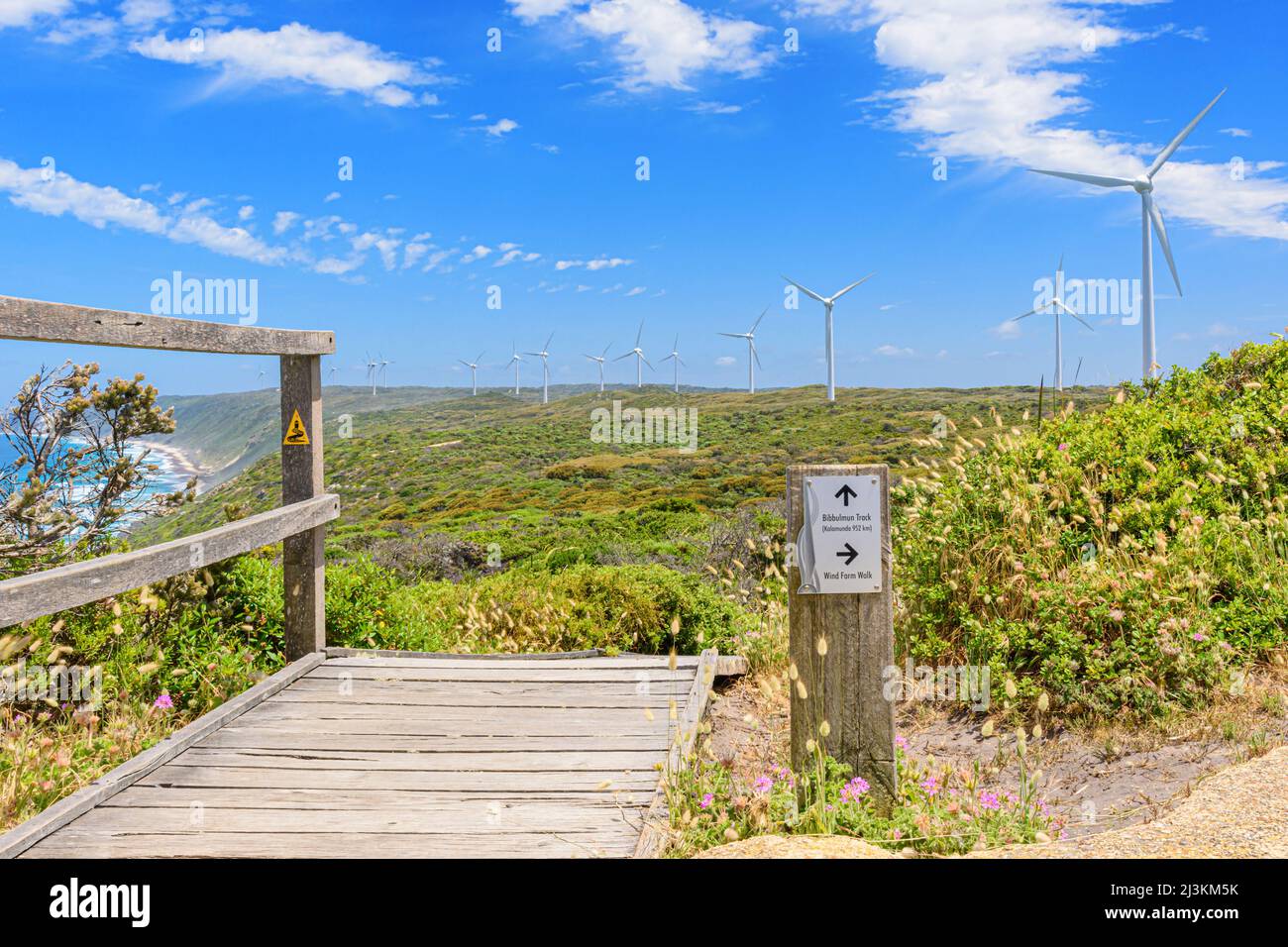 Albany Wind Farm Walk et Bibbulmun Track au-dessus de la mer, Albany, Australie occidentale, Australie Banque D'Images