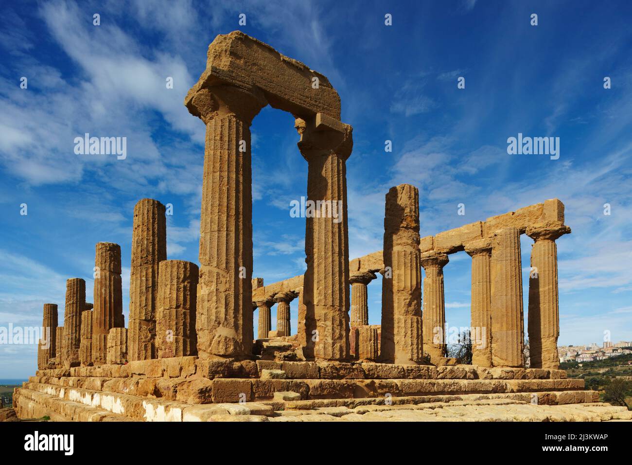 Temple de Giunone, Vallée des temples, Agrigente, Sicile, Italie.; Vallée des temples, Agrigente, Sicile, Italie. Banque D'Images