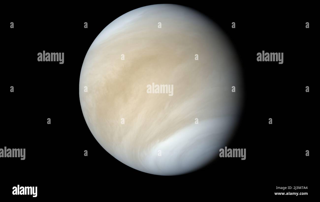 La planète Vénus et son atmosphère nuageux. Des éléments de cette image ont été fournis par la NASA. Banque D'Images